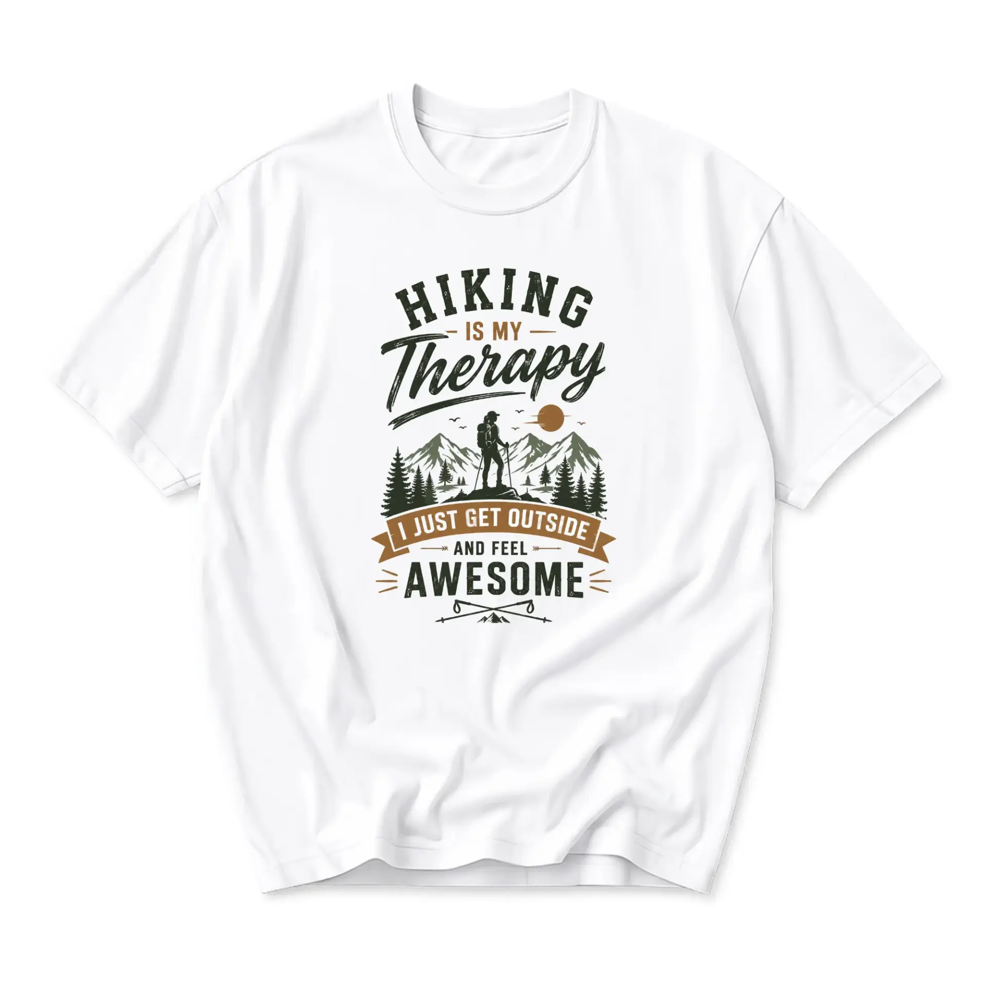 Graphic Tee Hiking Is My Therapy Lover Shirt Unisex Crew Neck Short Sleeve