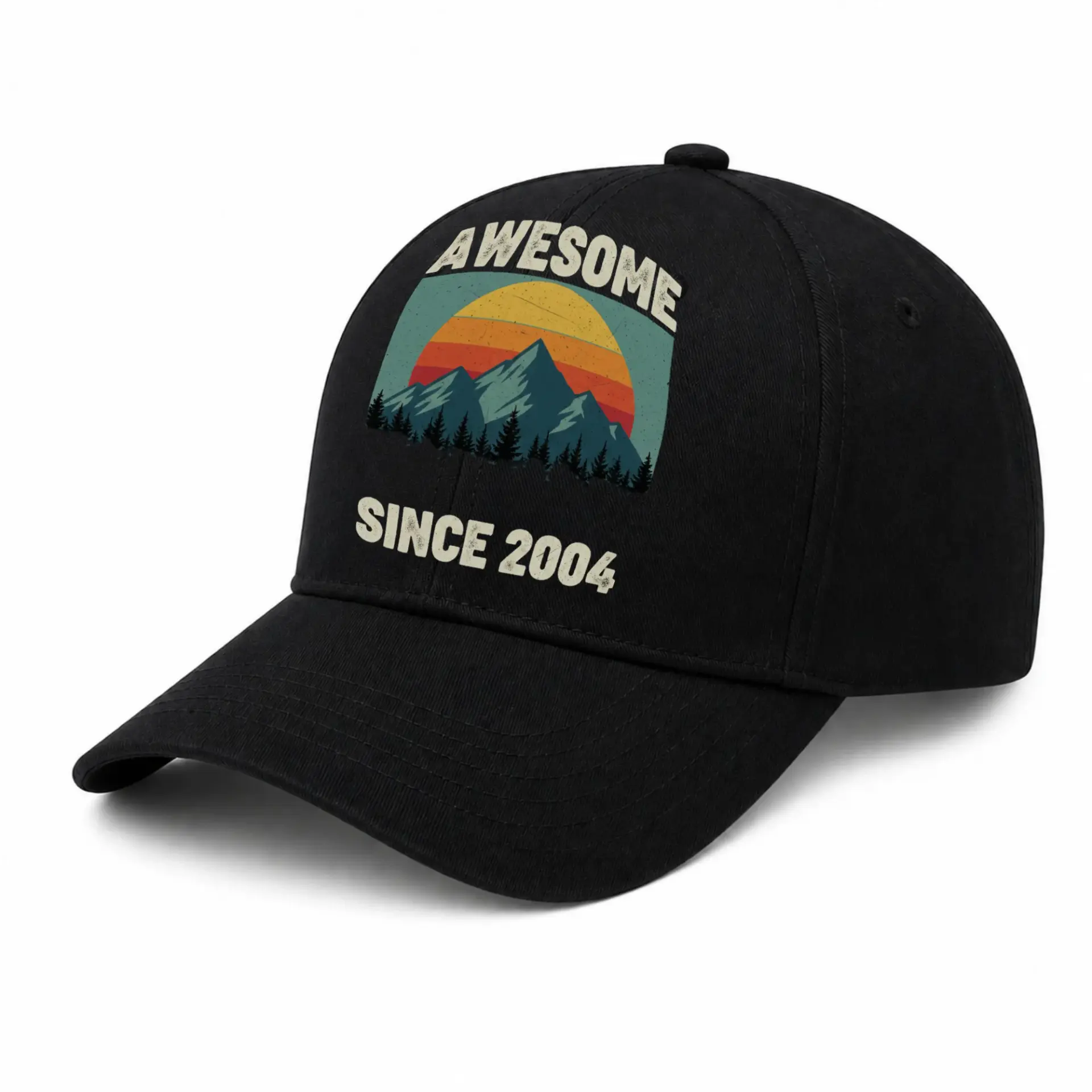 Baseball Cap Awesome Since 2004 Retro Mountain Sunset Graphic Hat