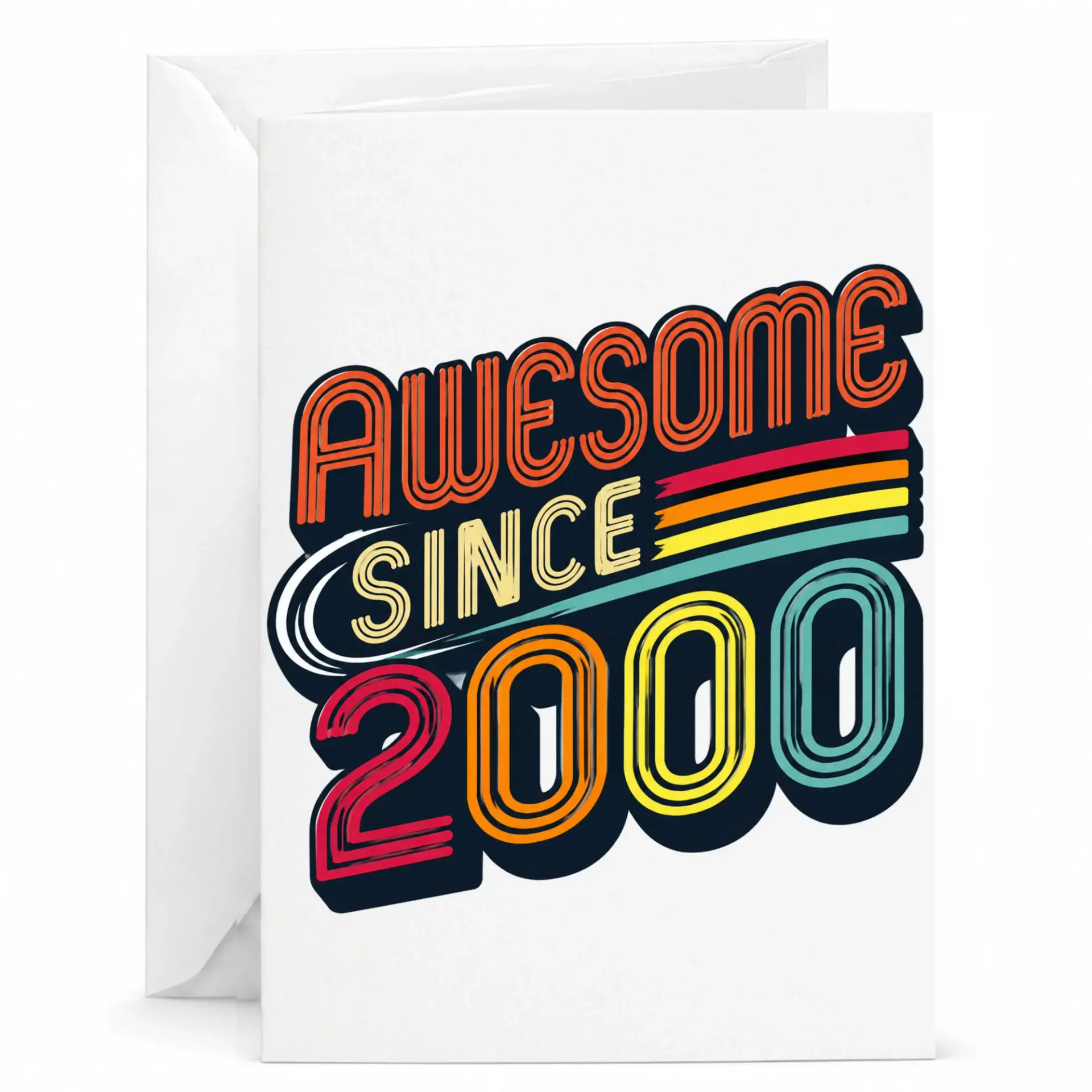 Birthday Card Awesome Since 2000 Vintage Retro Style Greeting Card for Milestone Celebration and Anniversary Events