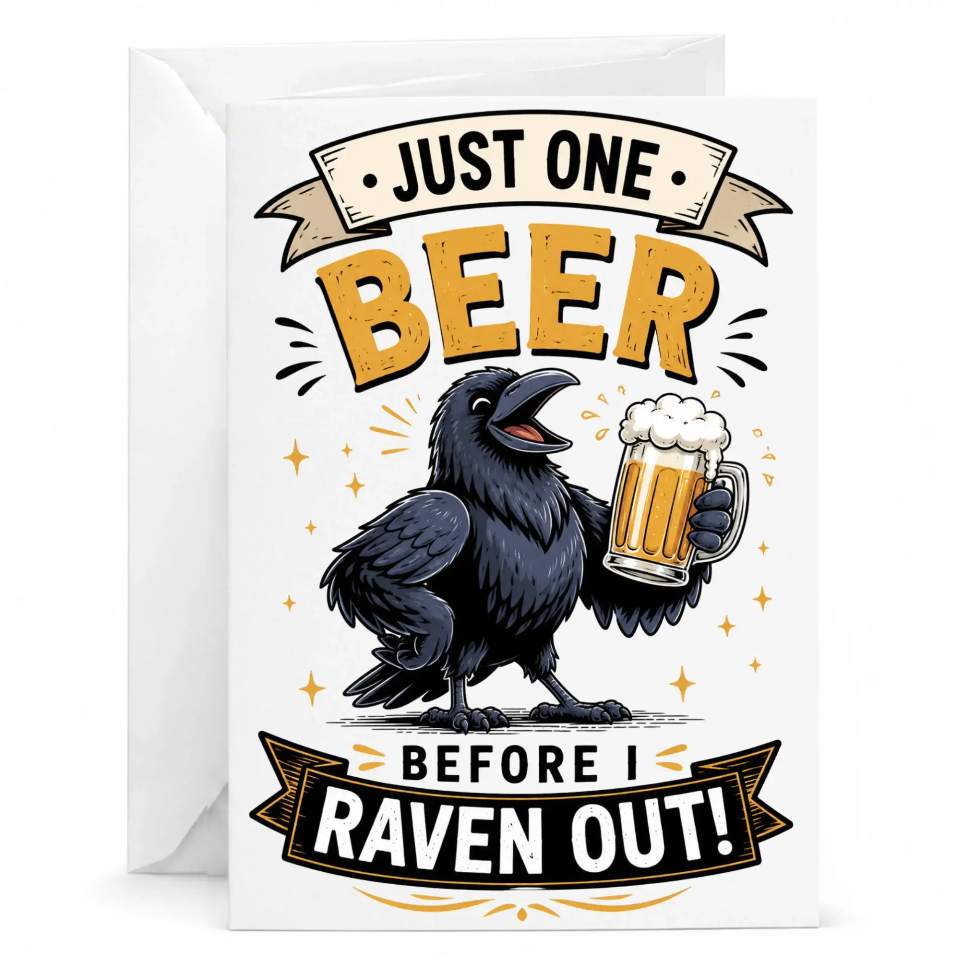 Funny Beer Pun Greeting Card Humorous Bird Birthday for Lovers Novelty Animal Themed Party