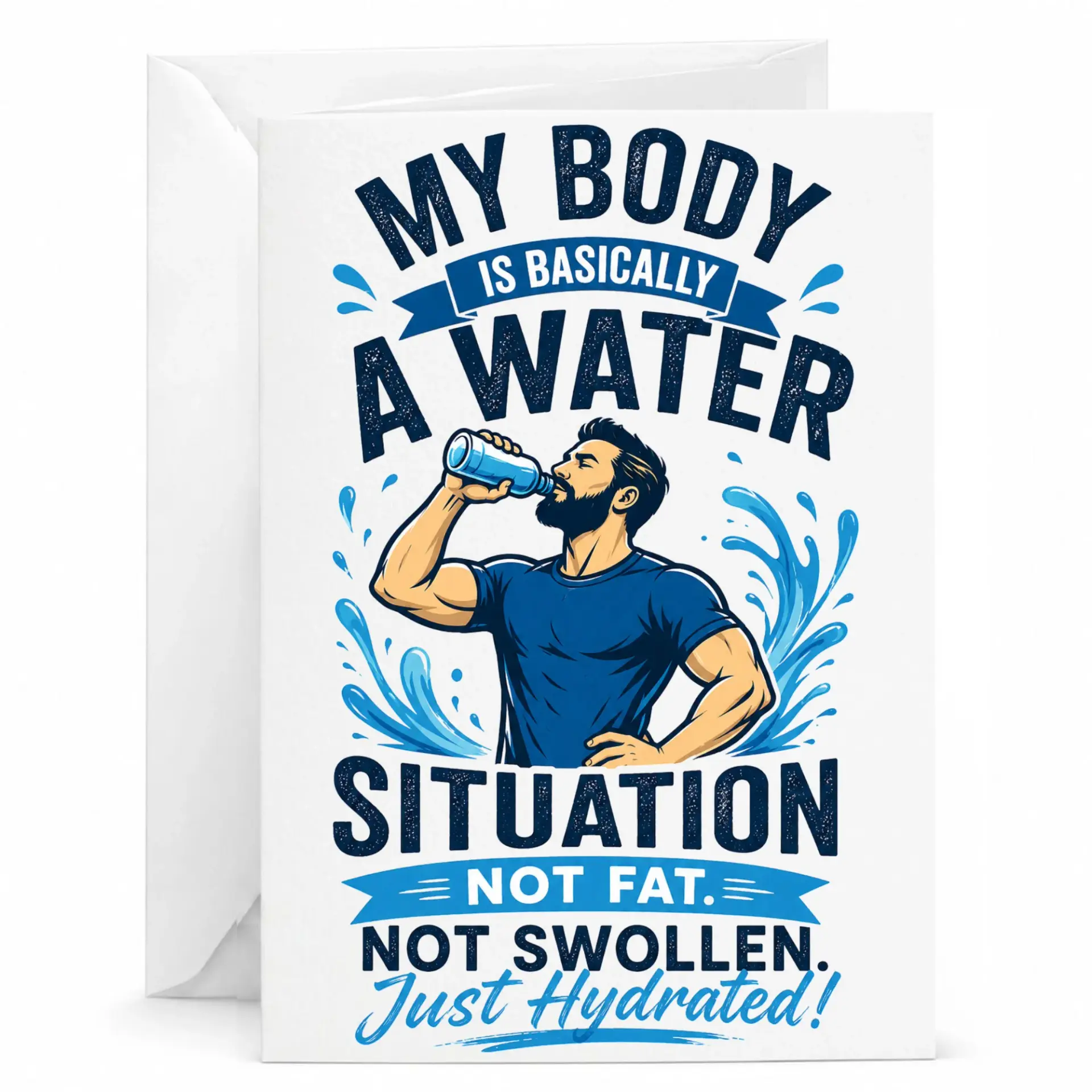 Funny Greeting Card for Fitness Enthusiasts Humorous Hydration Pun Design Conscious Friends