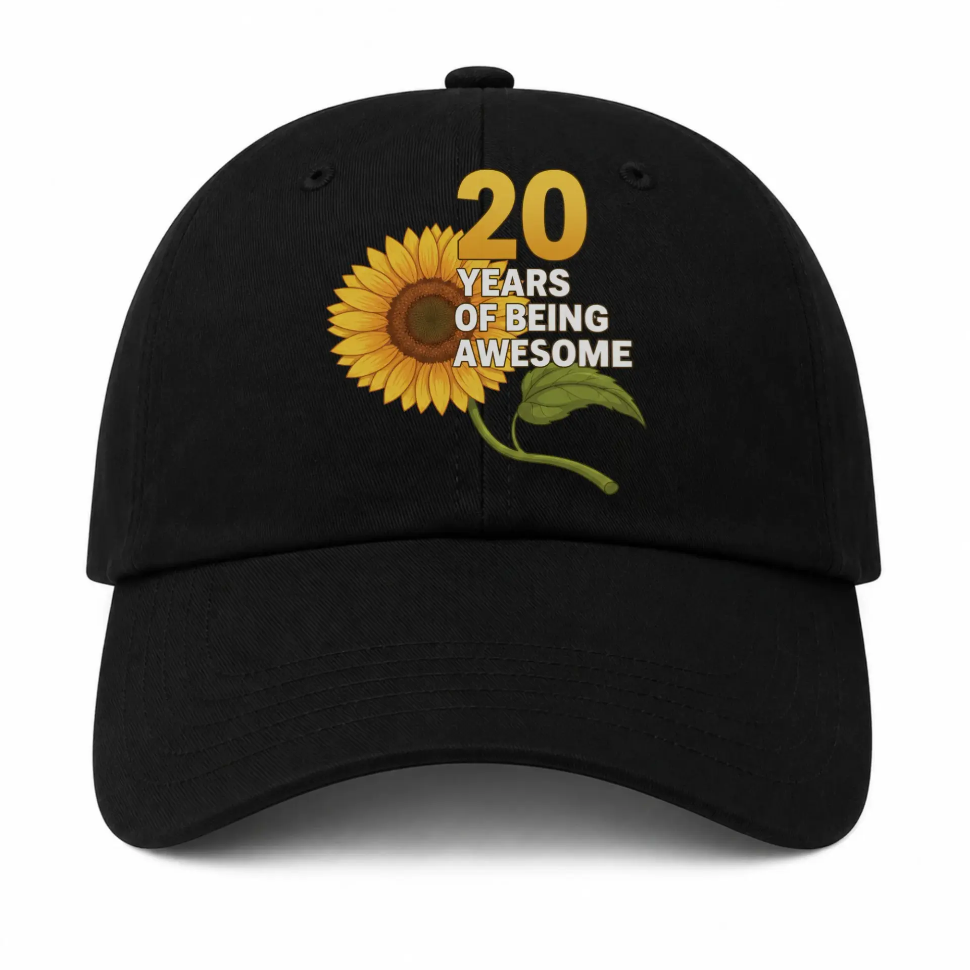 Baseball Cap 20 Years of Being Awesome Sunflower Graphic Dad Hat