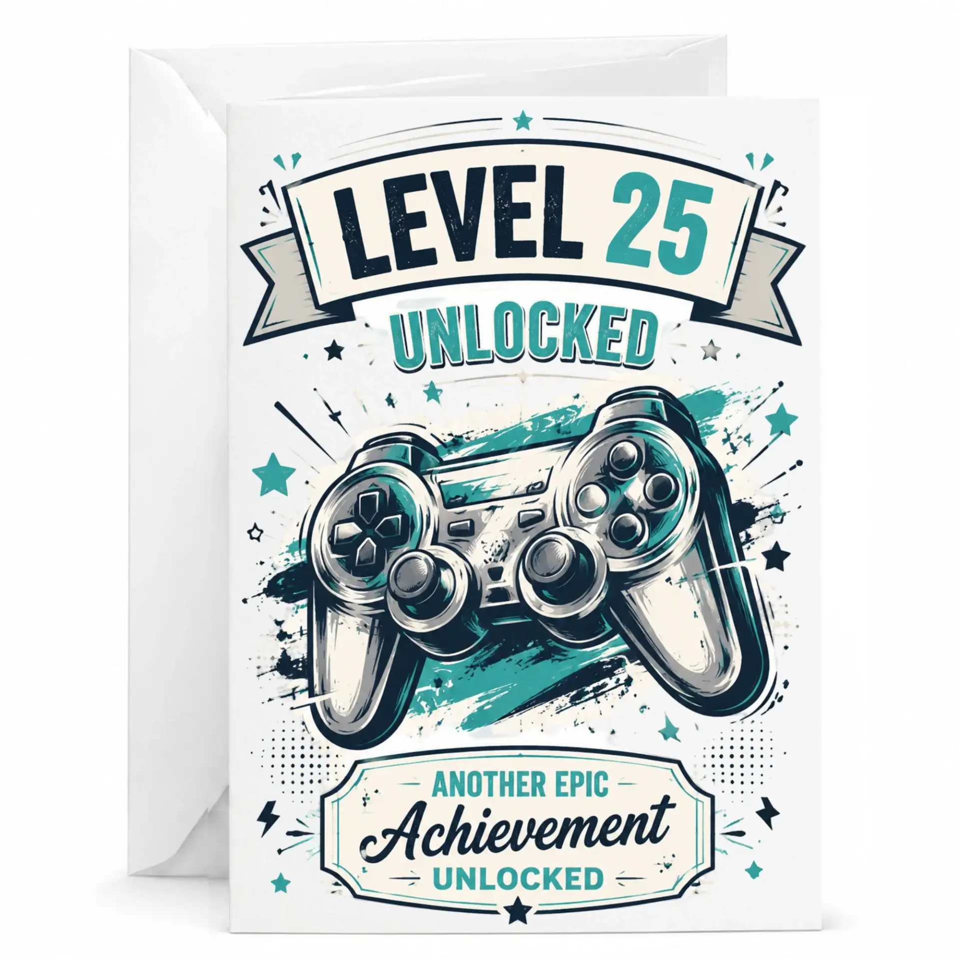 Birthday Card Level 25 Unlocked Funny Video Game Greeting Card for Milestone Celebration for Him or Her