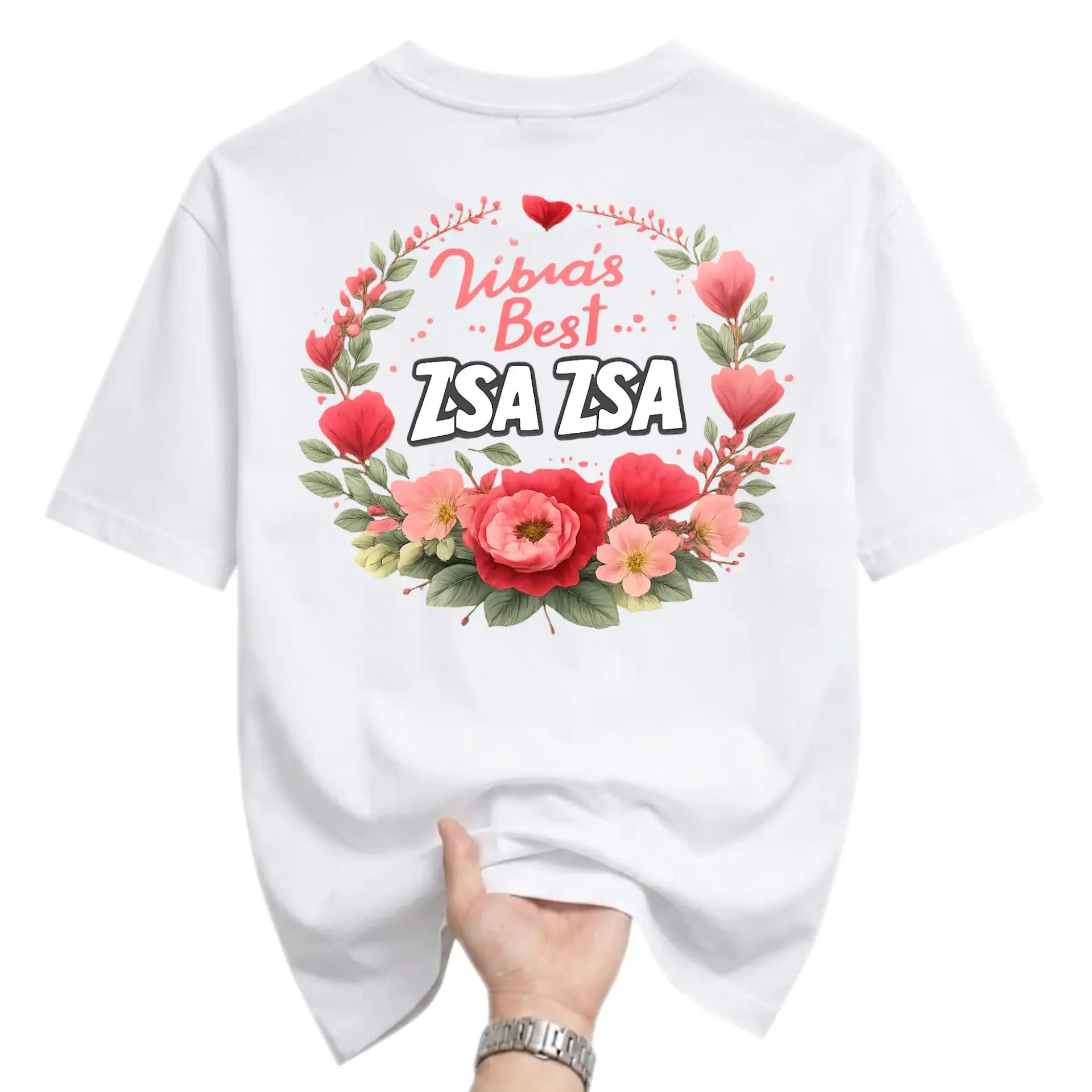 Graphic Tee Zsa Floral Wreath Print Unisex Casual Short Sleeve Crew Neck