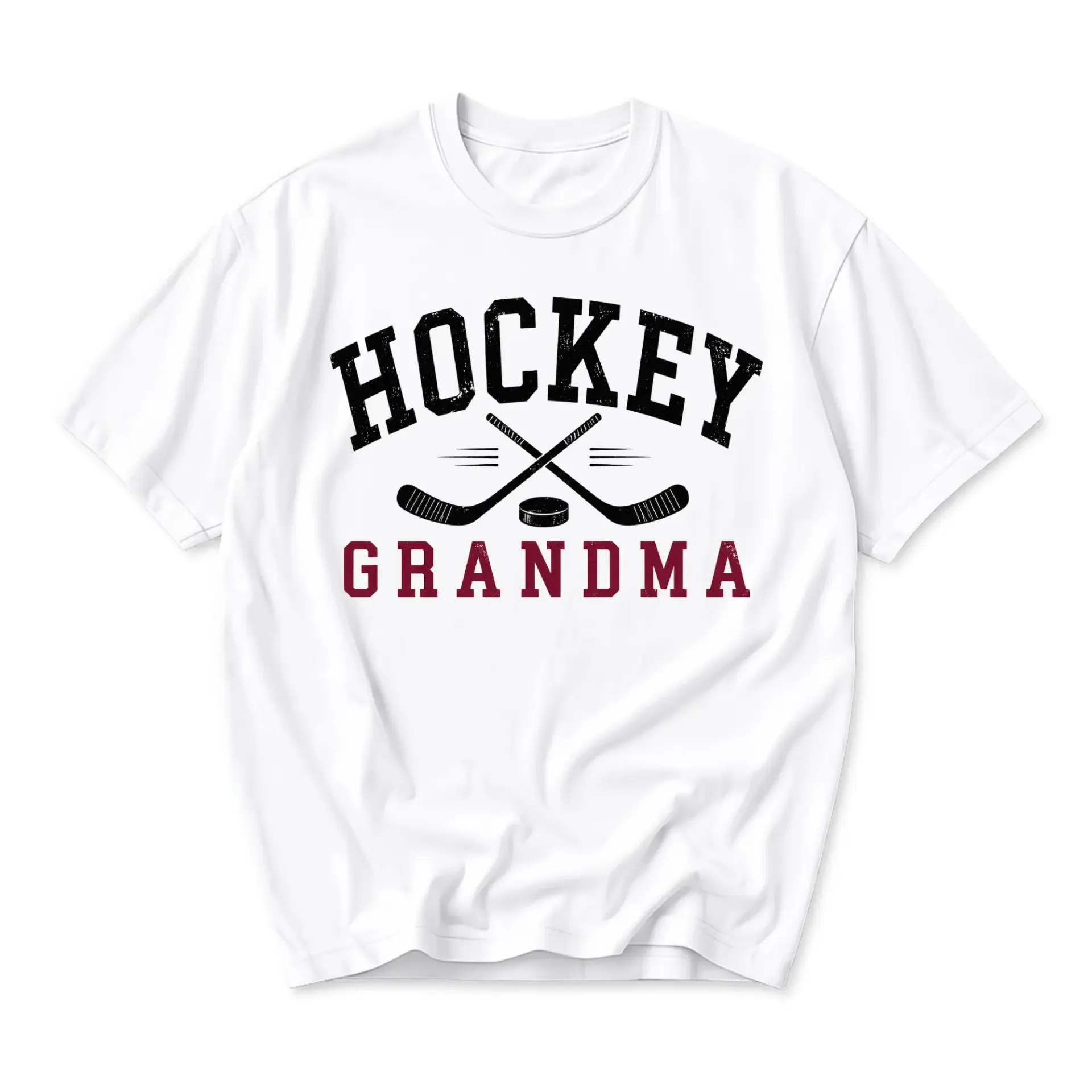 Graphic Tee Hockey Grandma Unisex Crew Neck Shirt Sport Lover Casual Apparel for Everyday Style White Cotton Blend