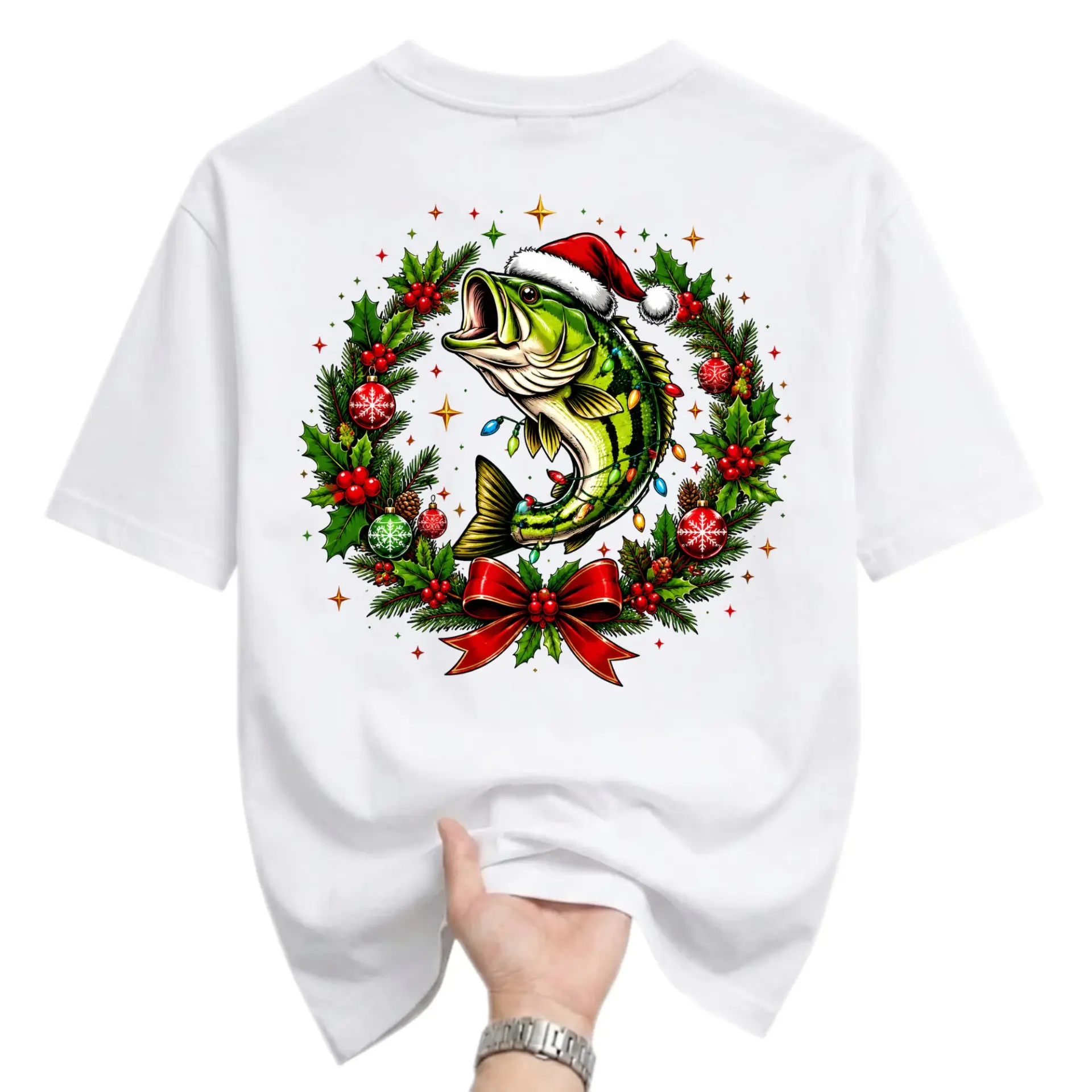 Funny Shirt Christmas Fishing Graphic Tee for Outdoor Lovers Seasonal