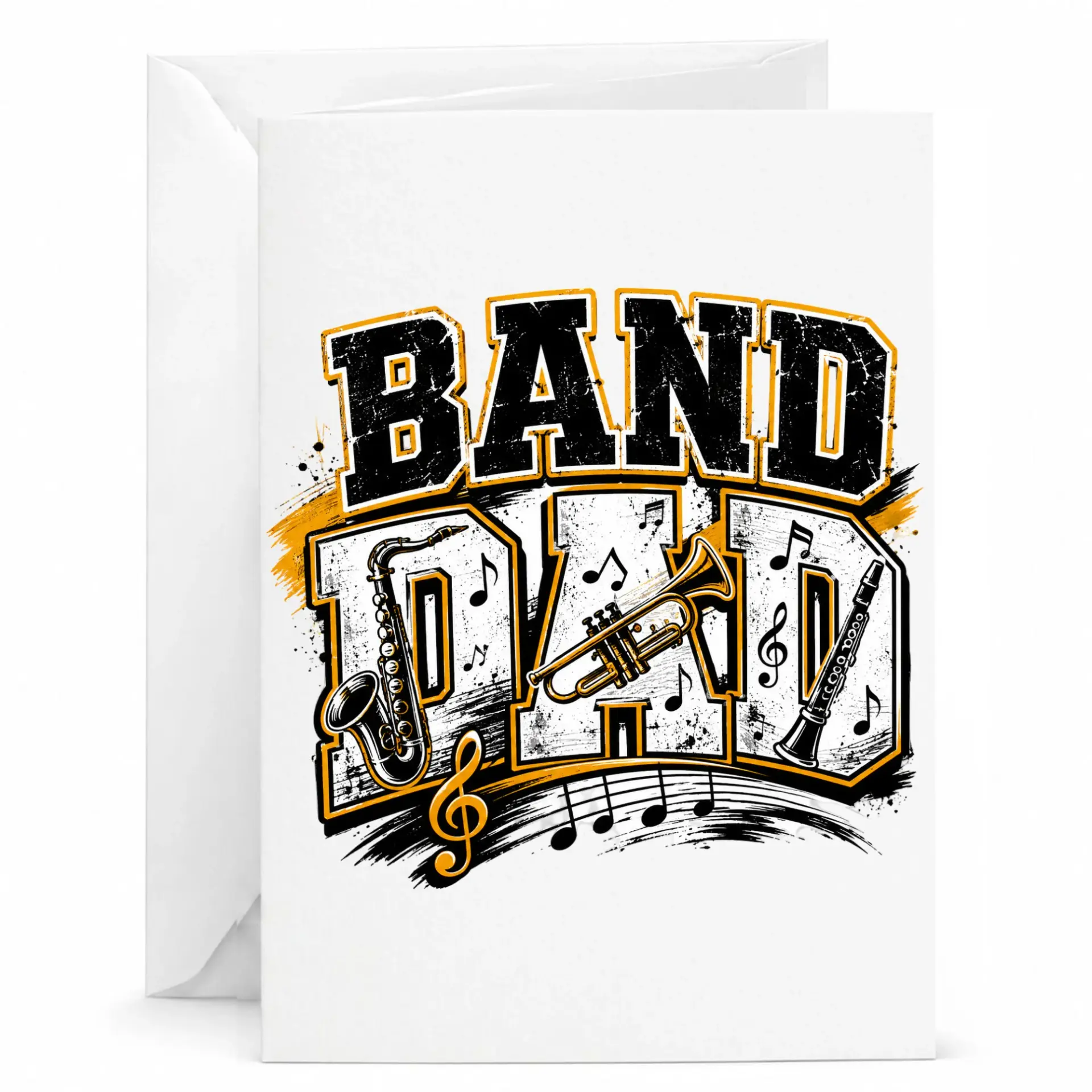 Greeting Card Band Dad Musical Instrument Design for Parents and Music Lovers