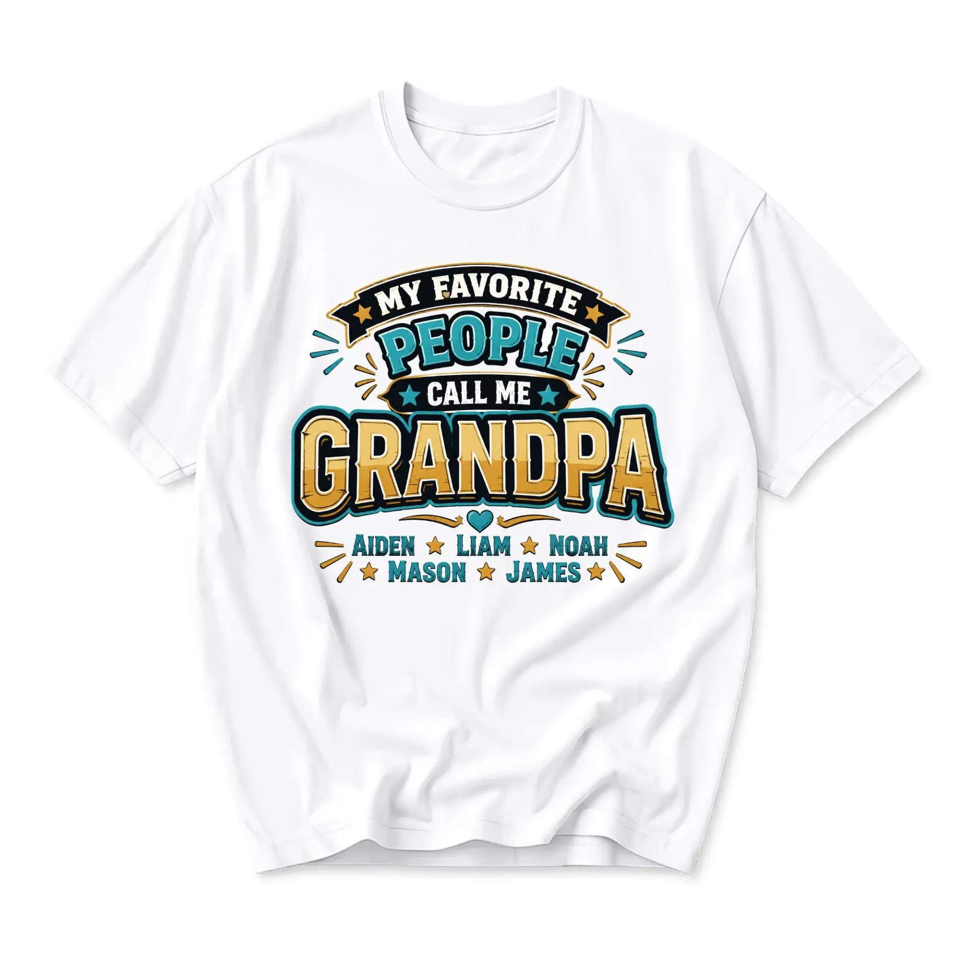Funny Shirt My Favorite People Call Me Grandpa Personalized Grandfather Graphic Tee Unisex Cotton Crew Neck Top