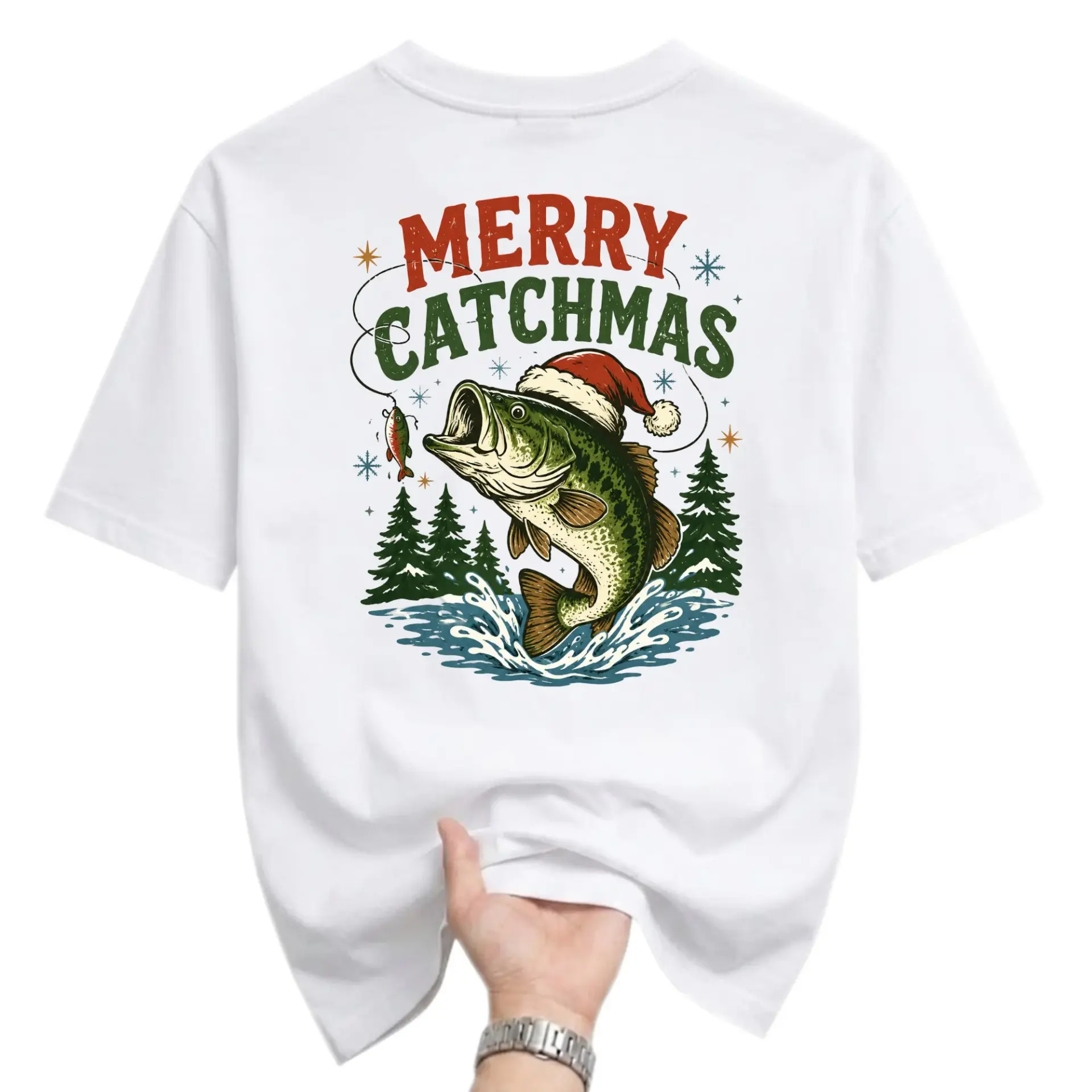 Funny Shirt Merry Catchmas Fishing Graphic Tee Unisex Casual Apparel