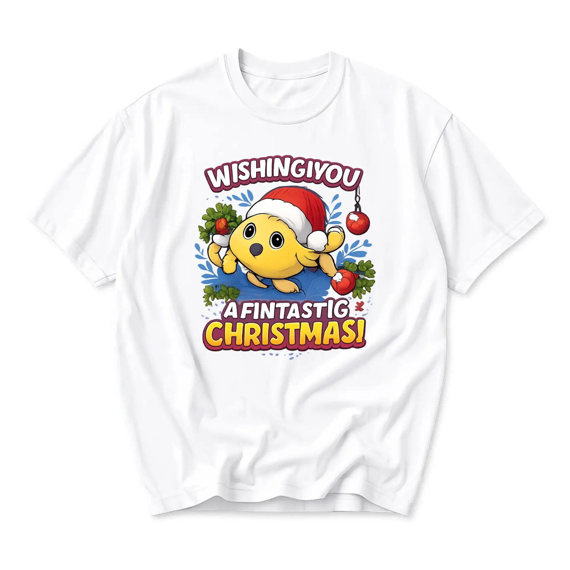 Funny Shirt Christmas Graphic Tee Holiday Sea Apparel Ocean Themed Casual Crew Neck T-Shirt