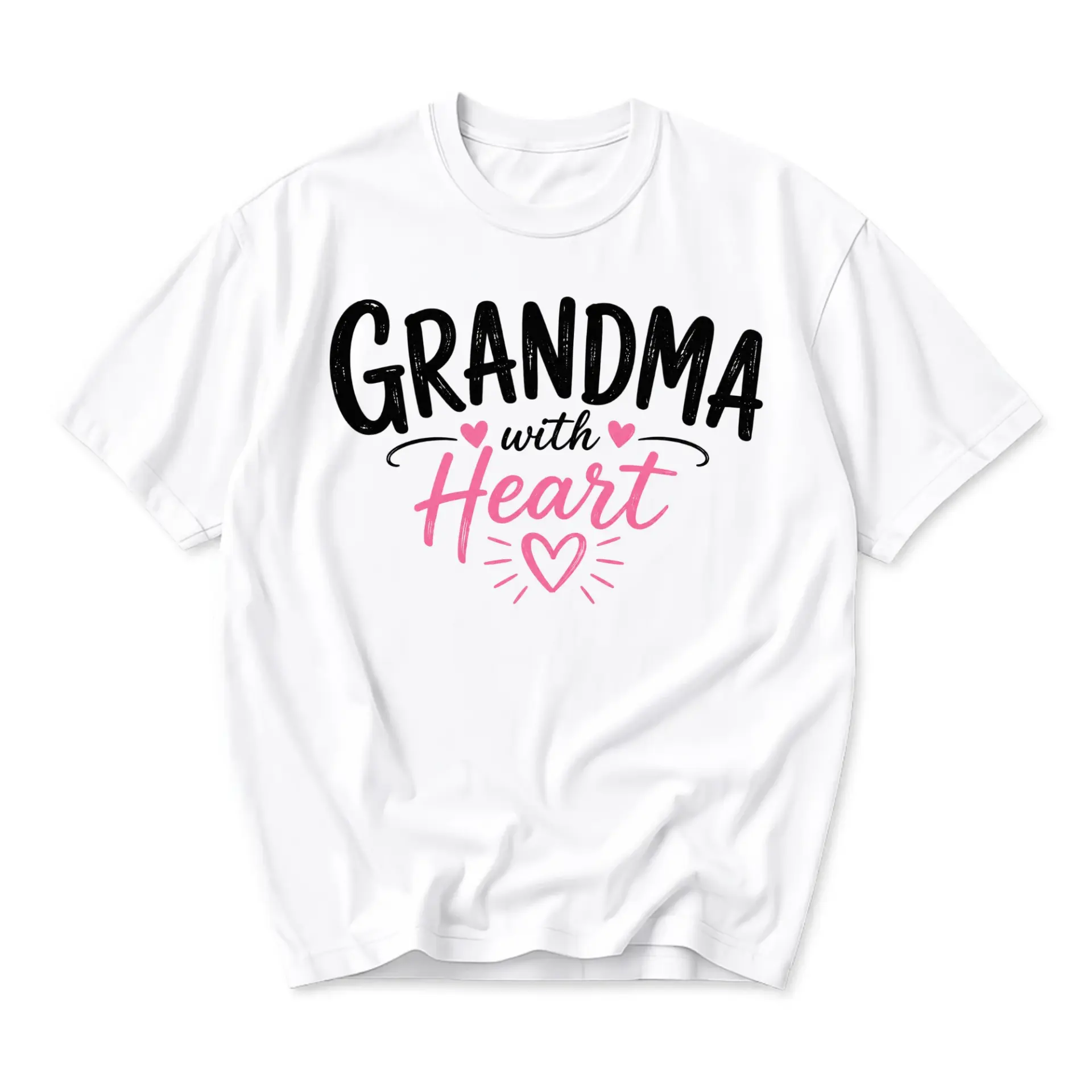 Graphic Tee Grandma with Heart Print Unisex Crew Neck Casual Everyday Short
