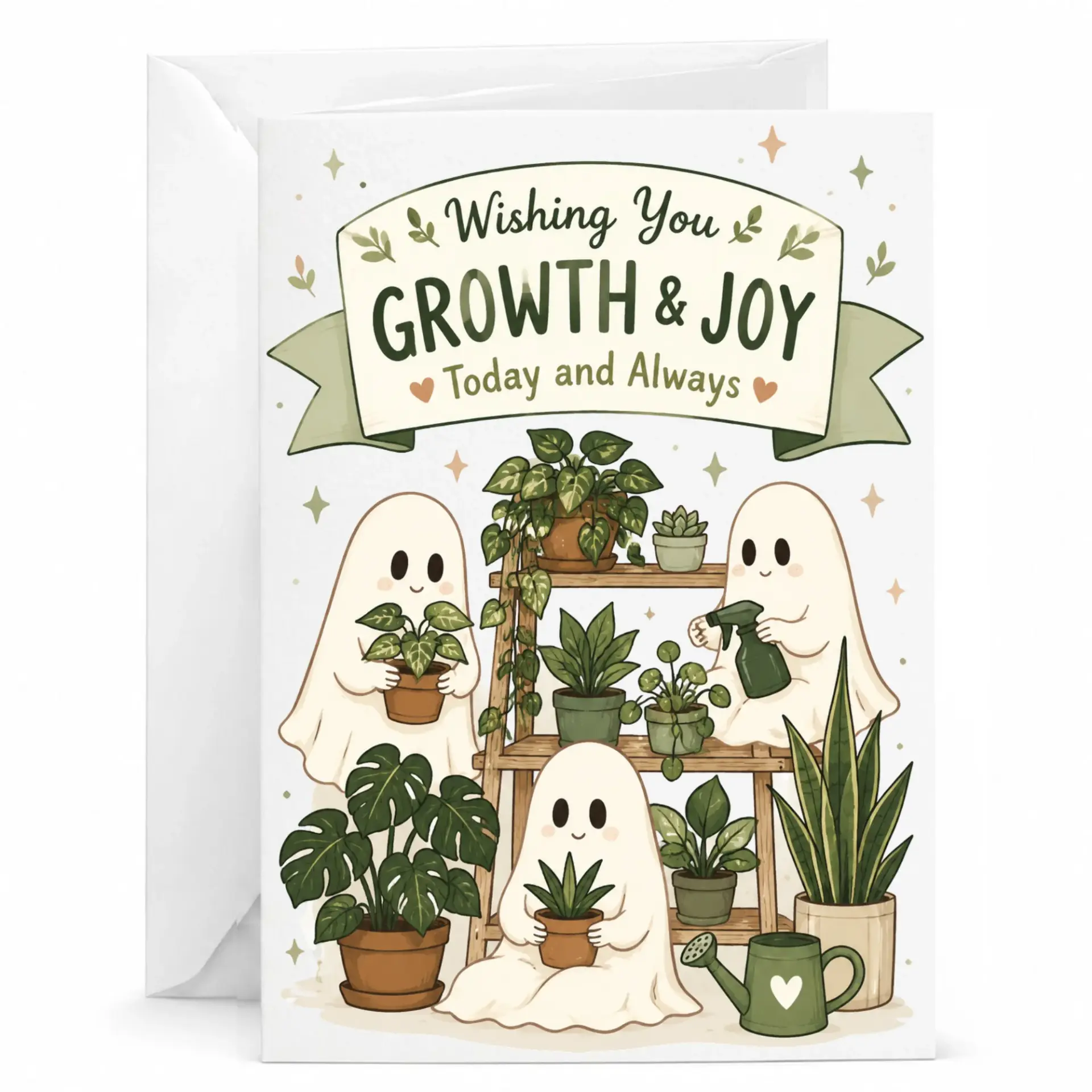 Greeting Card with Funny Plant Enthusiast Design for Encouragement and Personal Notes