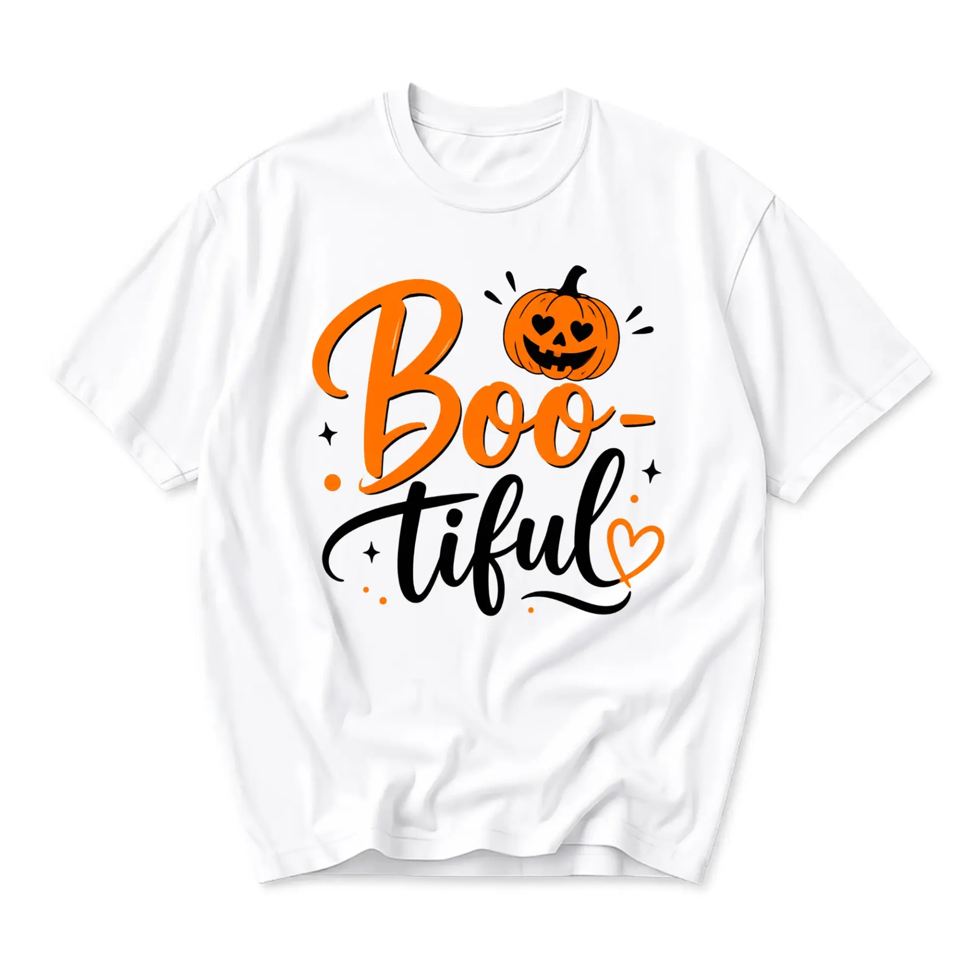 Funny Shirt Boo-Tiful Pumpkin Graphic Tee Unisex Casual Apparel for Autumn Season and Seasonal Holiday Celebrations