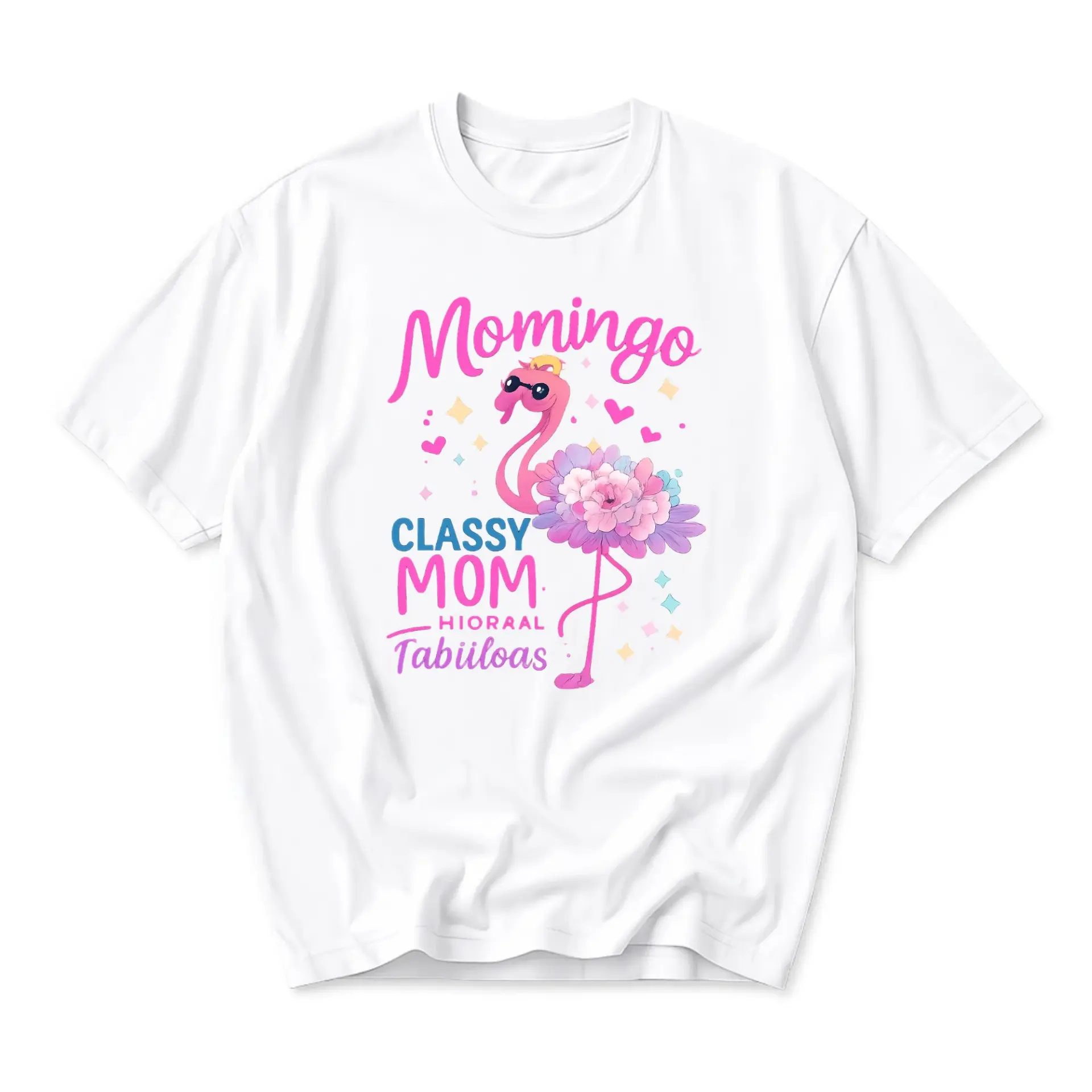 Funny Shirt Momingo Classy Mom Graphic Tee Unisex Crew Neck Casual Everyday Wear Soft Cotton Blend Print T-Shirt White