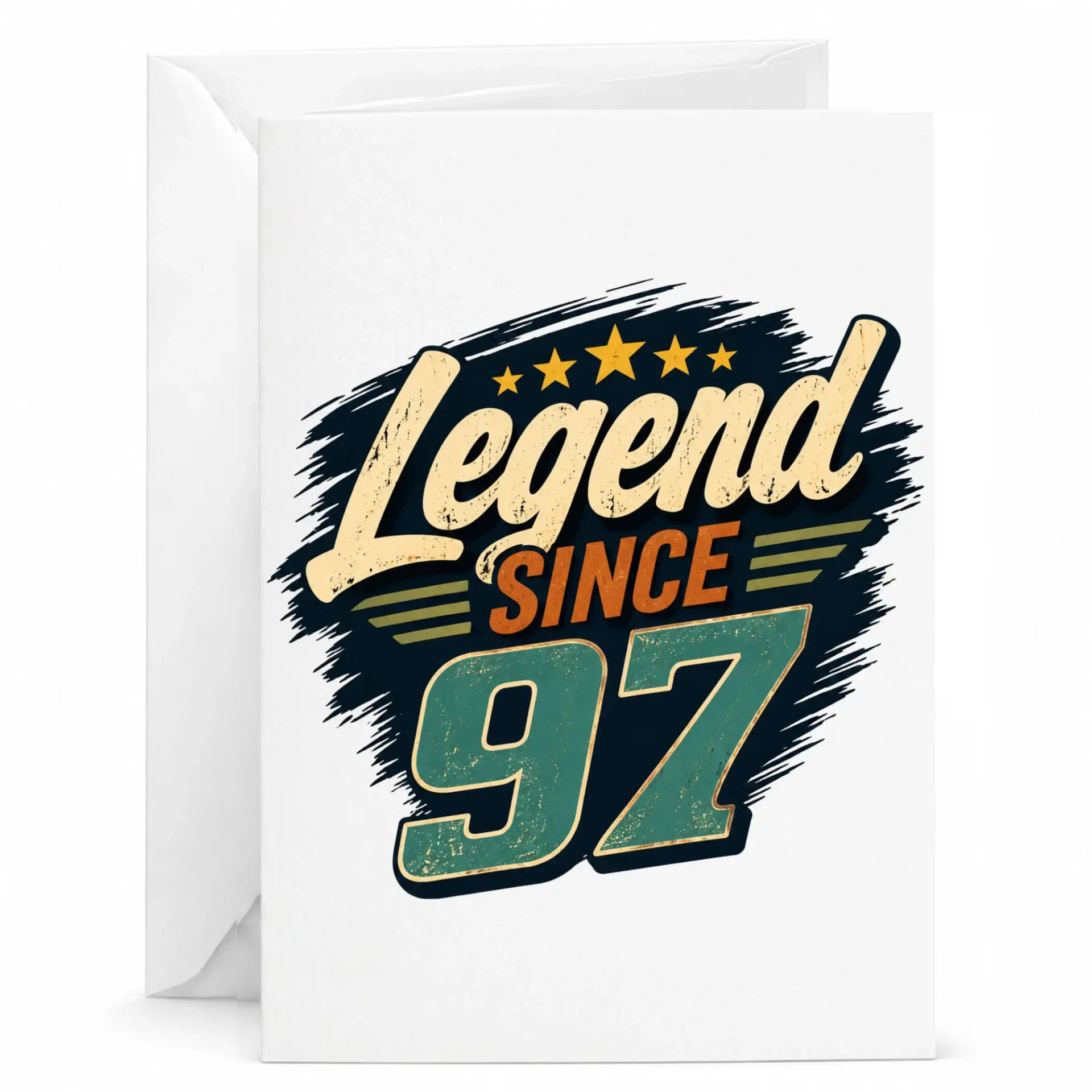 Birthday Card Legend Since 97 Vintage Style Greeting Card for Milestone Celebration with Matching White Envelope