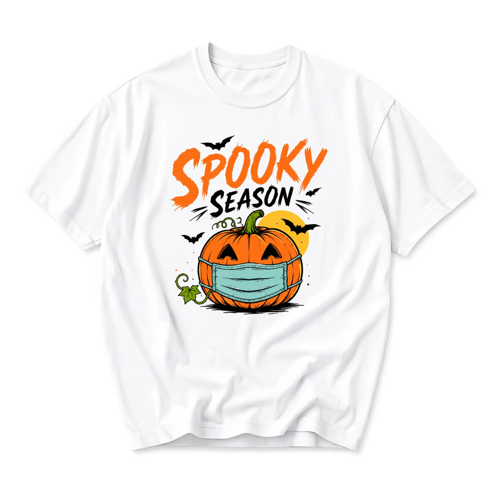 Graphic Tee Spooky Season Pumpkin Shirt Unisex Casual Cotton Crew Neck Top for Fall Holidays and Everyday Festive Wear
