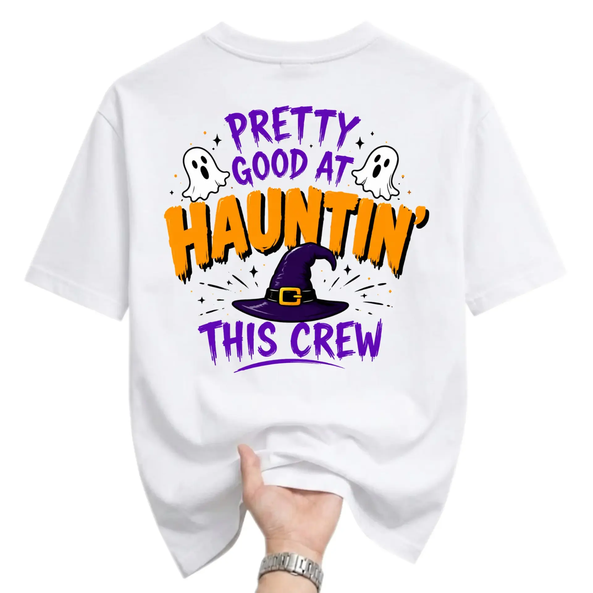 Graphic Tee Pretty Good at Haunting This Crew Funny Fall Halloween Holiday Unisex Crew Neck Short Sleeve T-Shirt