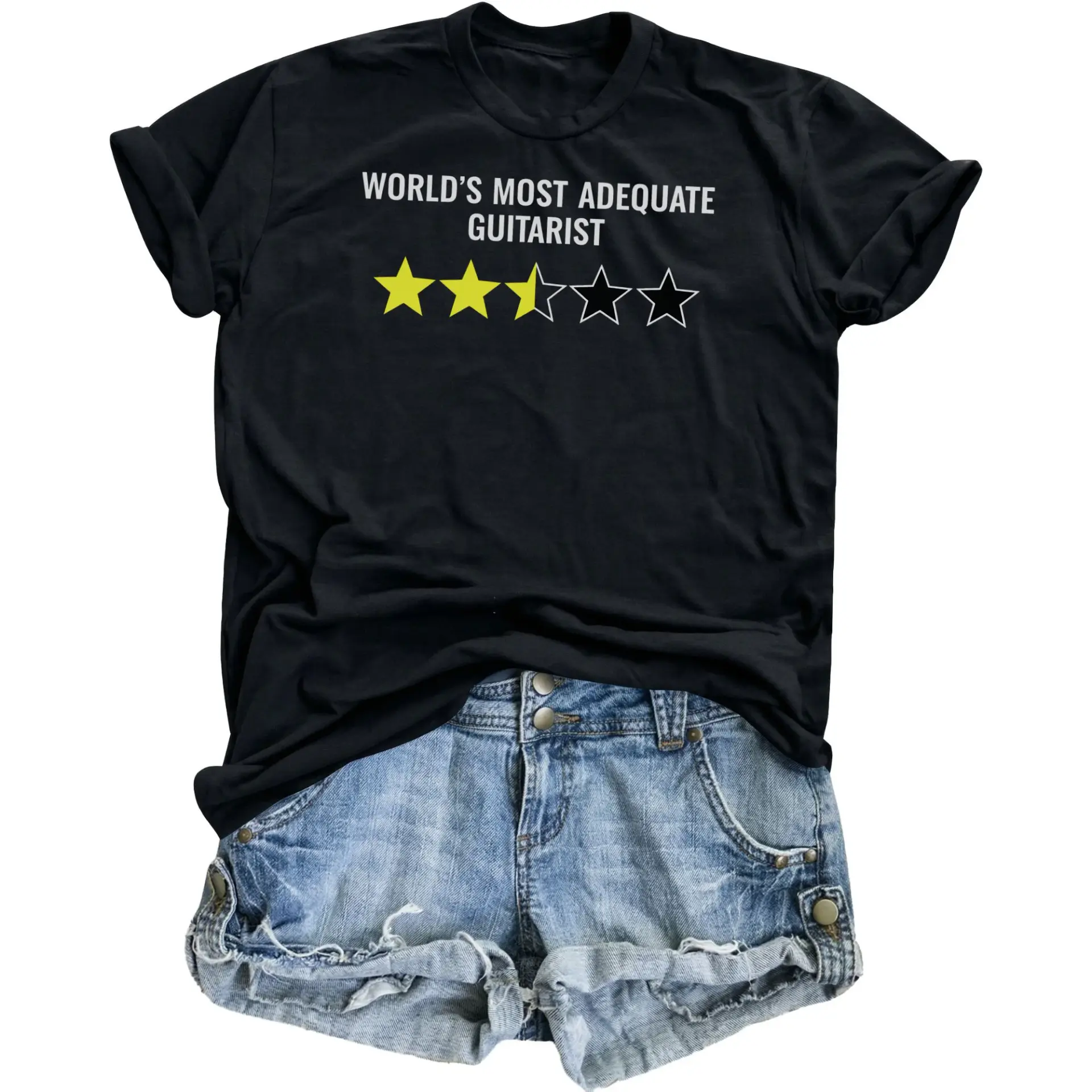 Funny Guitarist Graphic Tee Unisex Crew Neck Shirt Sarcastic Music Apparel for Casual Everyday Wear Black