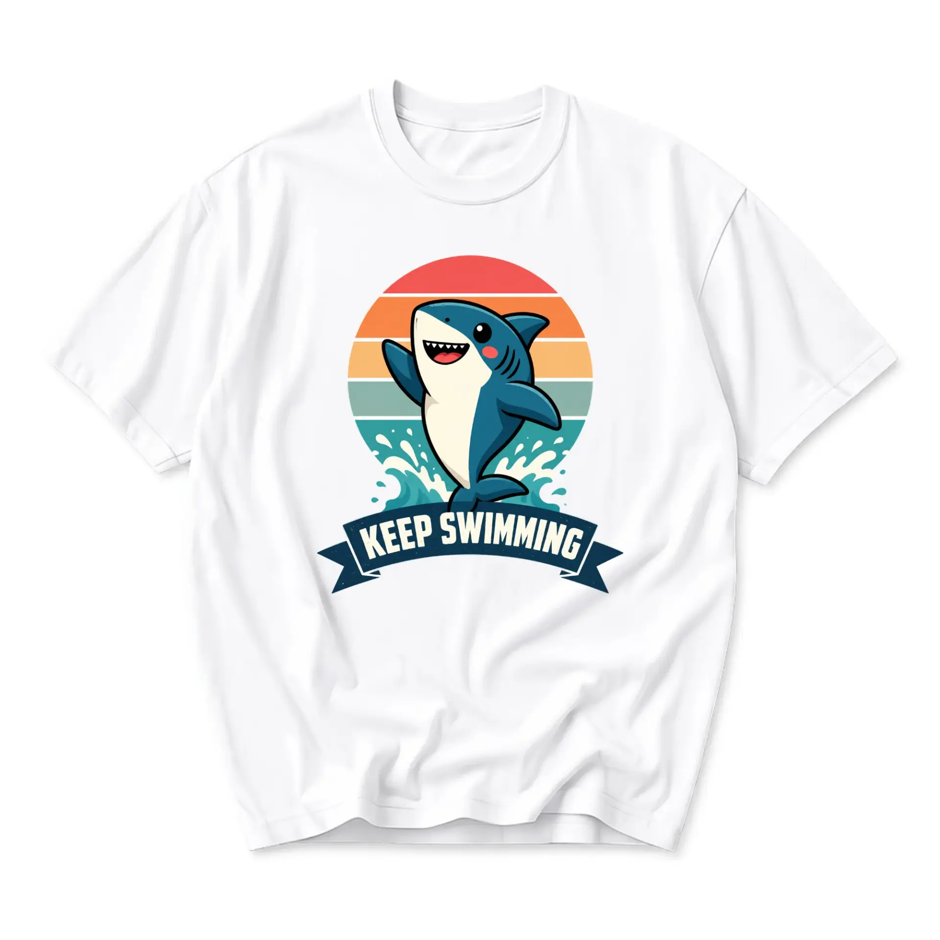 Graphic Tee Keep Swimming Shark Design Unisex Crew Neck Short Sleeve Cotton Blend Casual Everyday Summer Apparel
