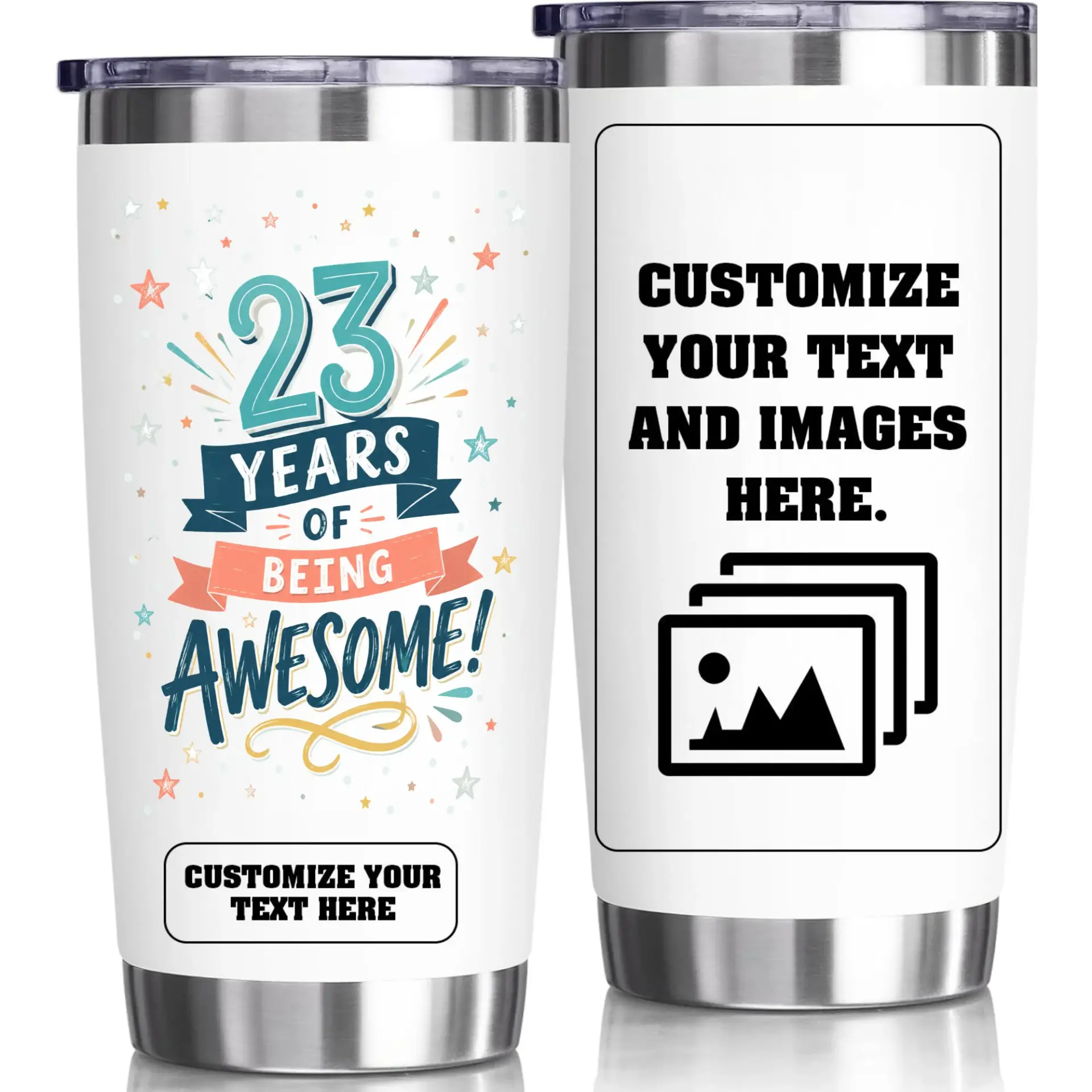 Stainless Steel Tumbler 23 Years of Being Awesome Travel Cup 20oz Double Wall Insulated Mug for Hot and Cold Drinks