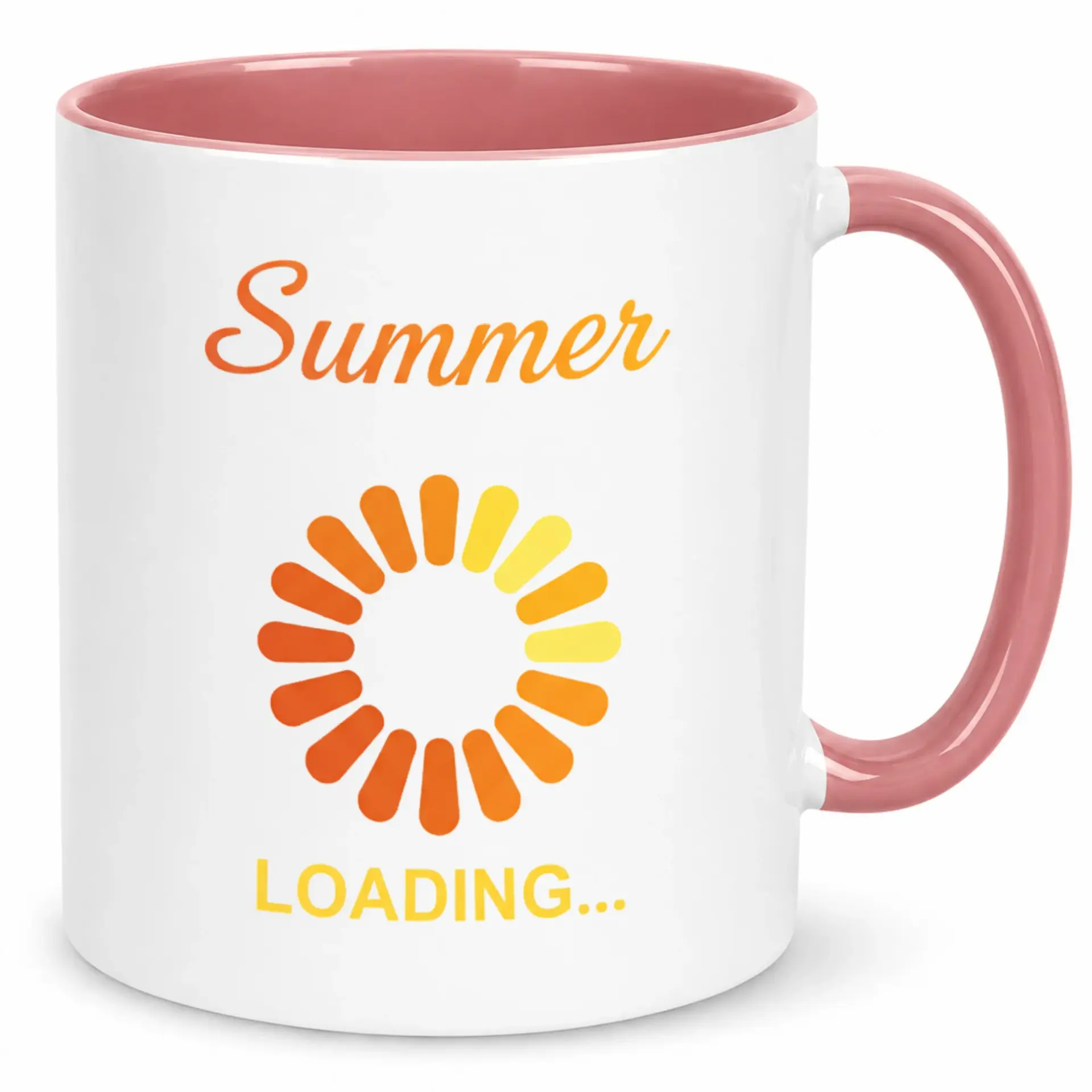 Funny Summer Loading Coffee Mug, White Ceramic 11oz or 15oz Capacity, Humorous Seasonal Drinkware for Warm Weather Anticipation