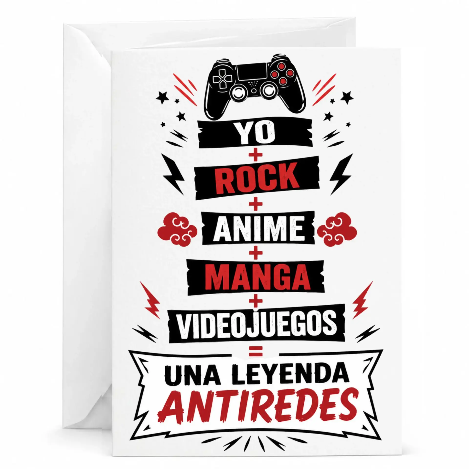 Funny Greeting Card for Gamer and Anime Fan Birthday Congratulations Achievement Design on Premium Heavyweight Cardstock
