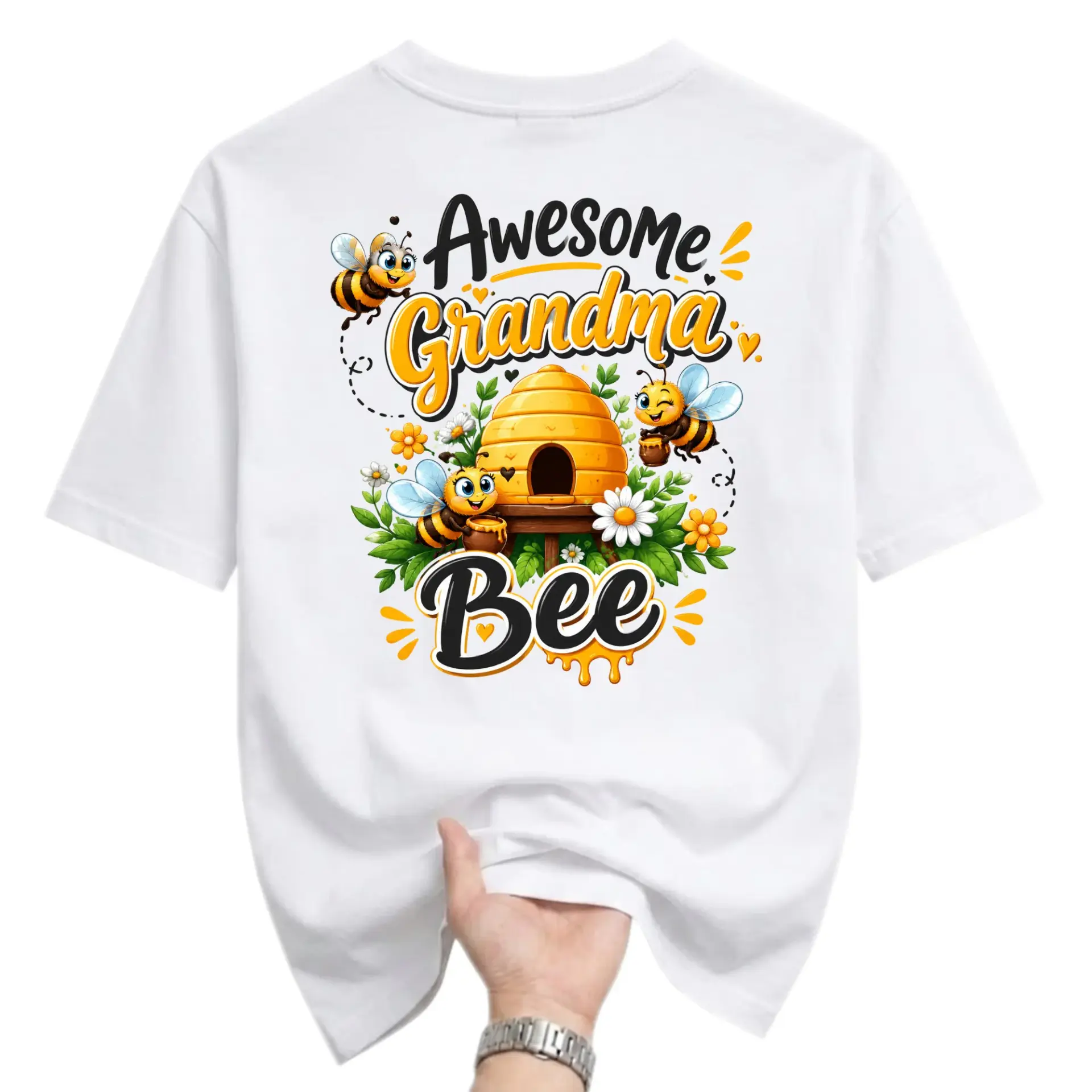 Funny Shirt Awesome Grandma Bee Graphic Tee Unisex Crew Neck Comfortable
