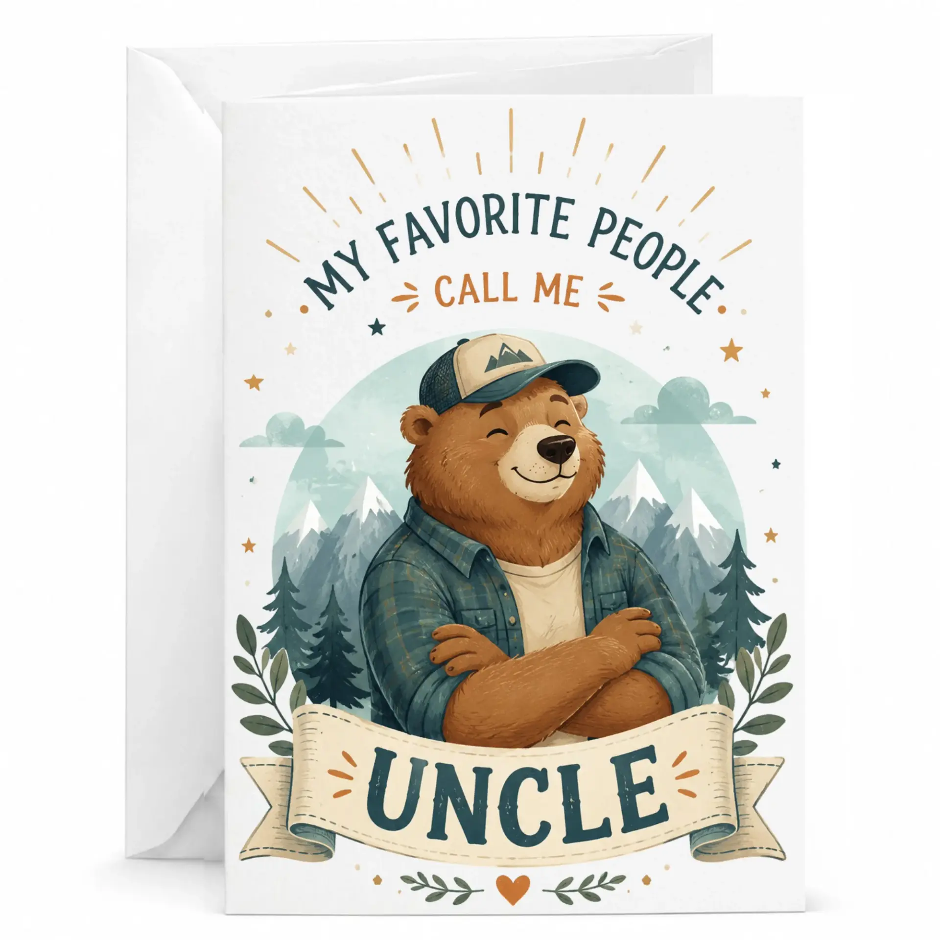 Birthday Card for Uncle Funny Bear Illustration Personalized Greeting