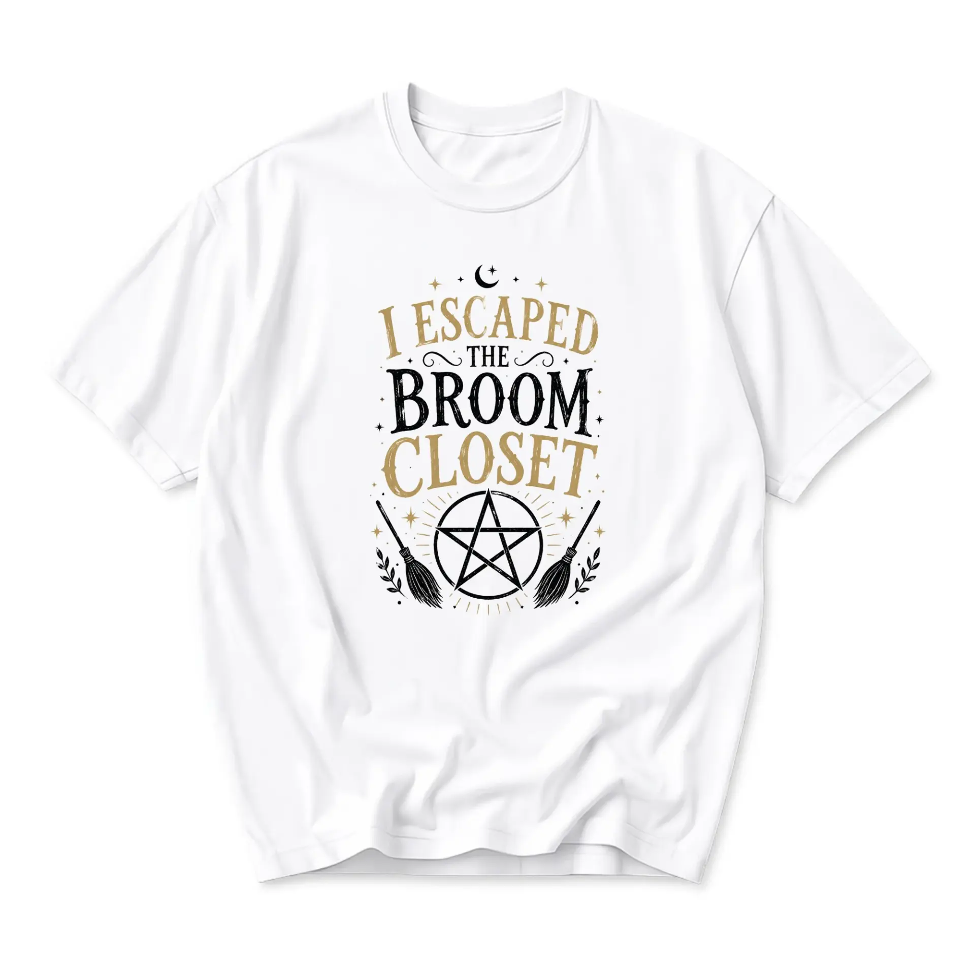 Graphic Tee I Escaped the Broom Closet Unisex Crew Neck T-Shirt Casual Short Sleeve Cotton Blend Fashion Apparel