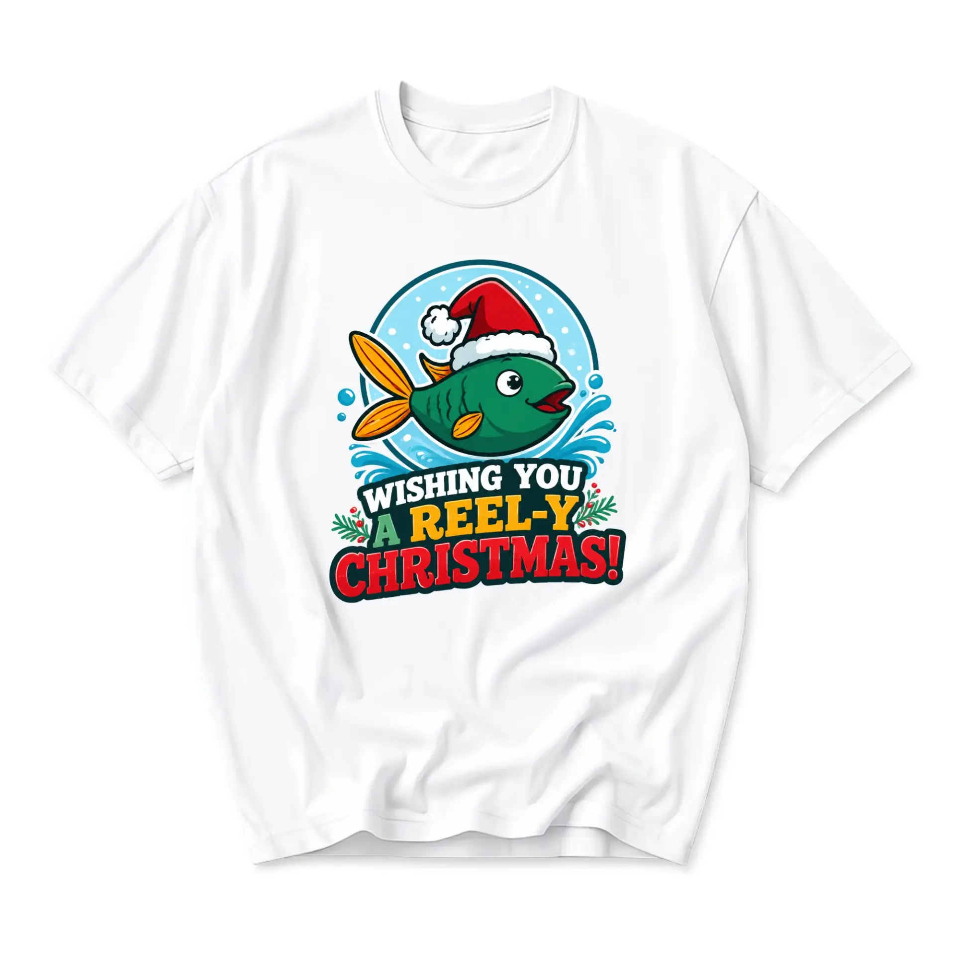 Funny Shirt Wishing You a Christmas Graphic Tee for Fishing Lovers Holiday Themed Casual Unisex Crew Neck Top