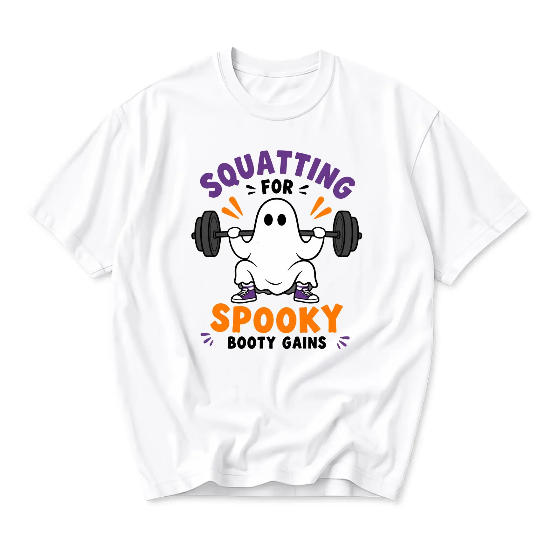 Funny Shirt Unisex Graphic Printed T-Shirt Featuring a Weightlifting Ghost Design for Casual Wear and Gym Enthusiasts