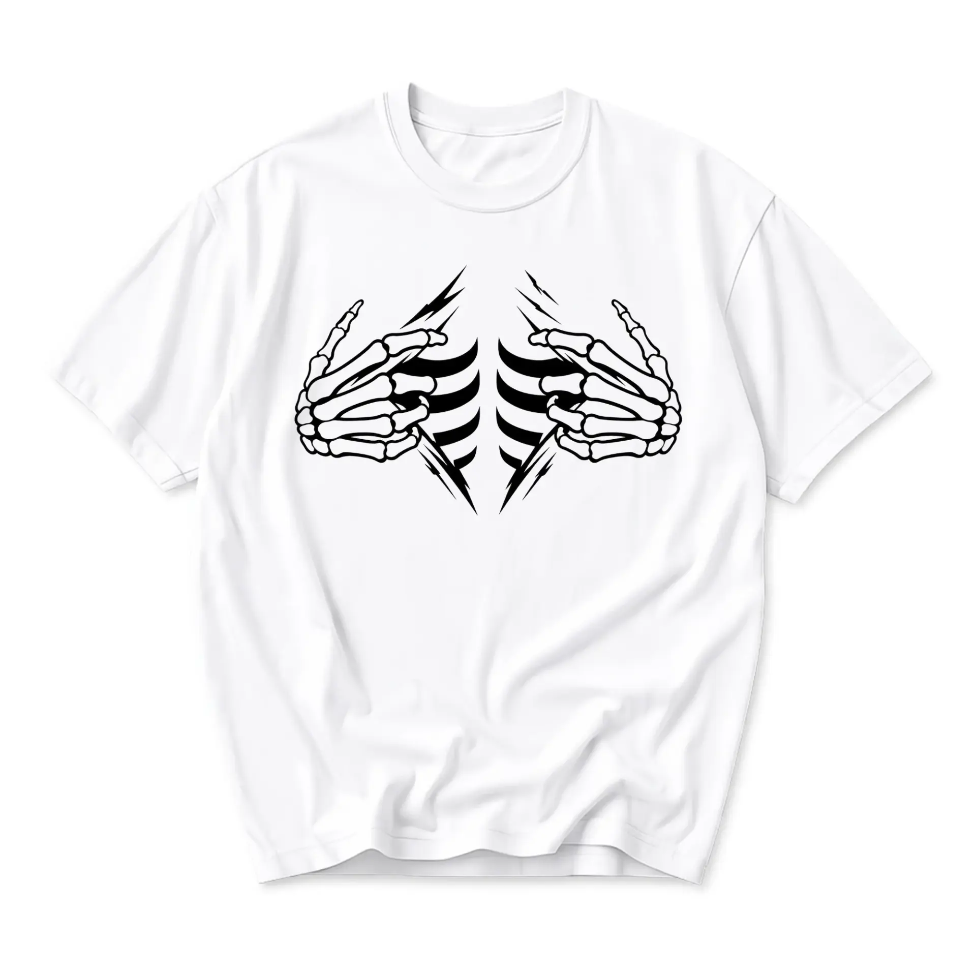 Graphic Tee Skeleton Rib Cage Design Unisex Crew Neck Short Sleeve Shirt for Casual Everyday Wear and Self Expression
