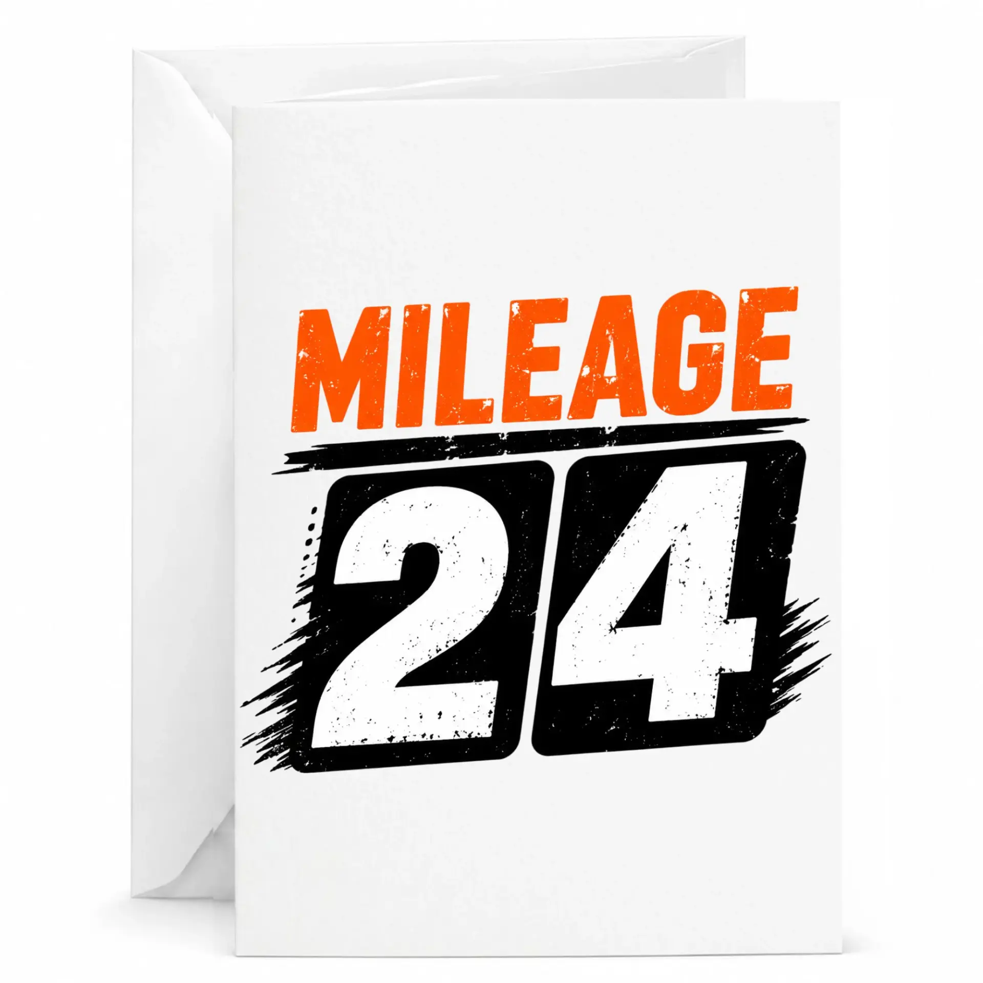 Funny Birthday Card Mileage 24 Retro Automotive Style Greeting Card for 24th Birthday Milestone Celebration