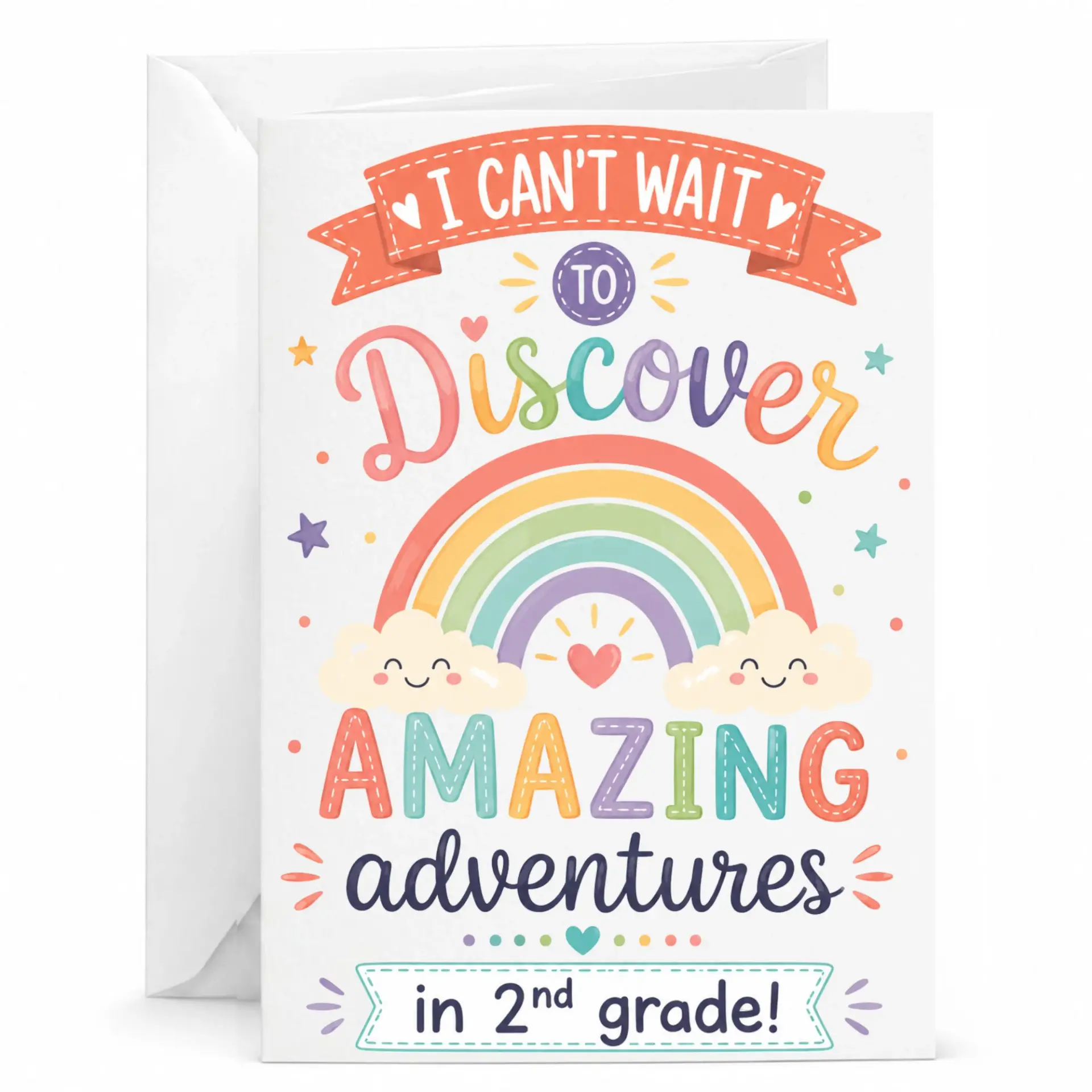 Greeting Card for Second Encouraging Rainbow Stationery Students and Academic