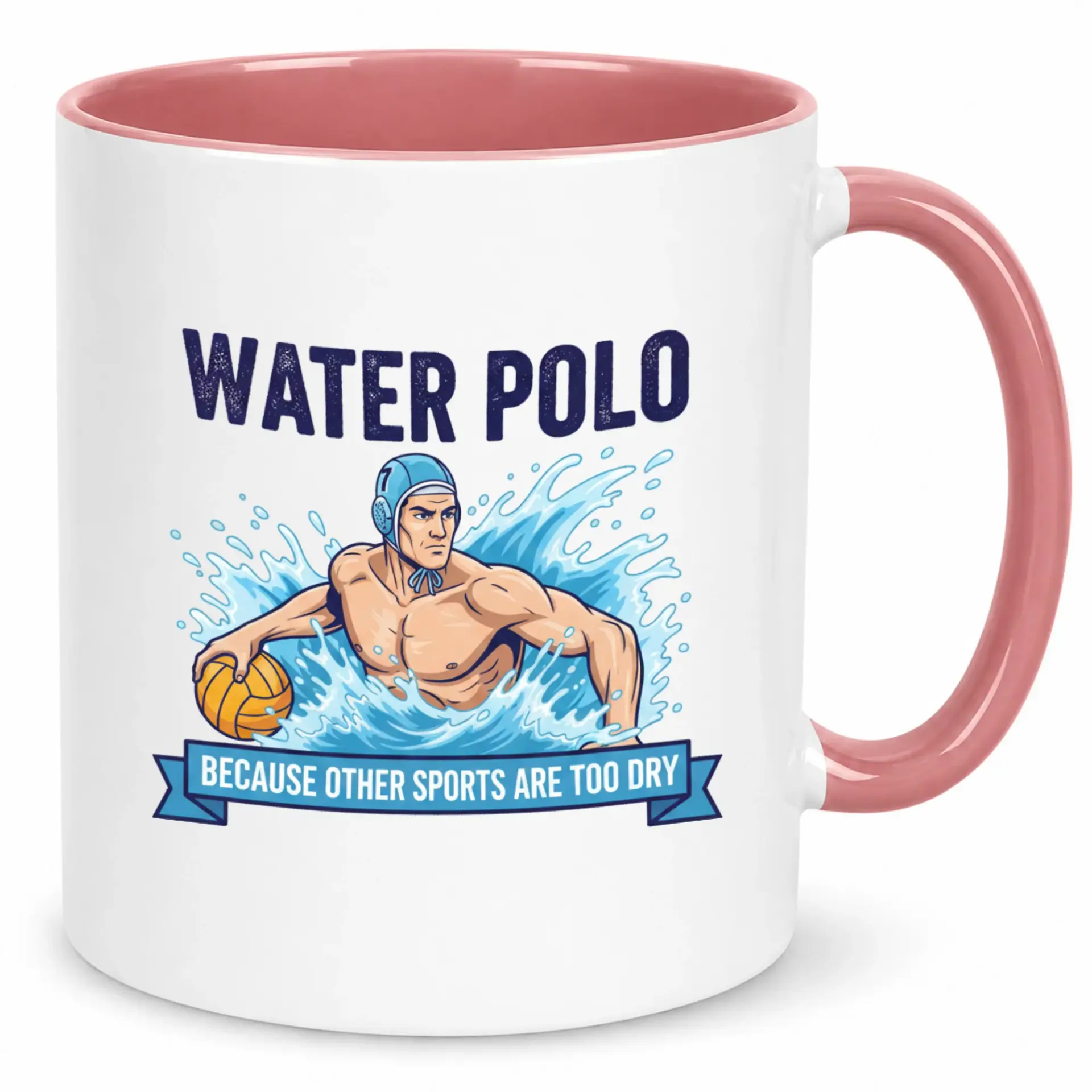 Funny Water Polo Ceramic Coffee Mug for Athletes and Sports Fans Unique Humorous Design Morning Drinks Tea or Cocoa
