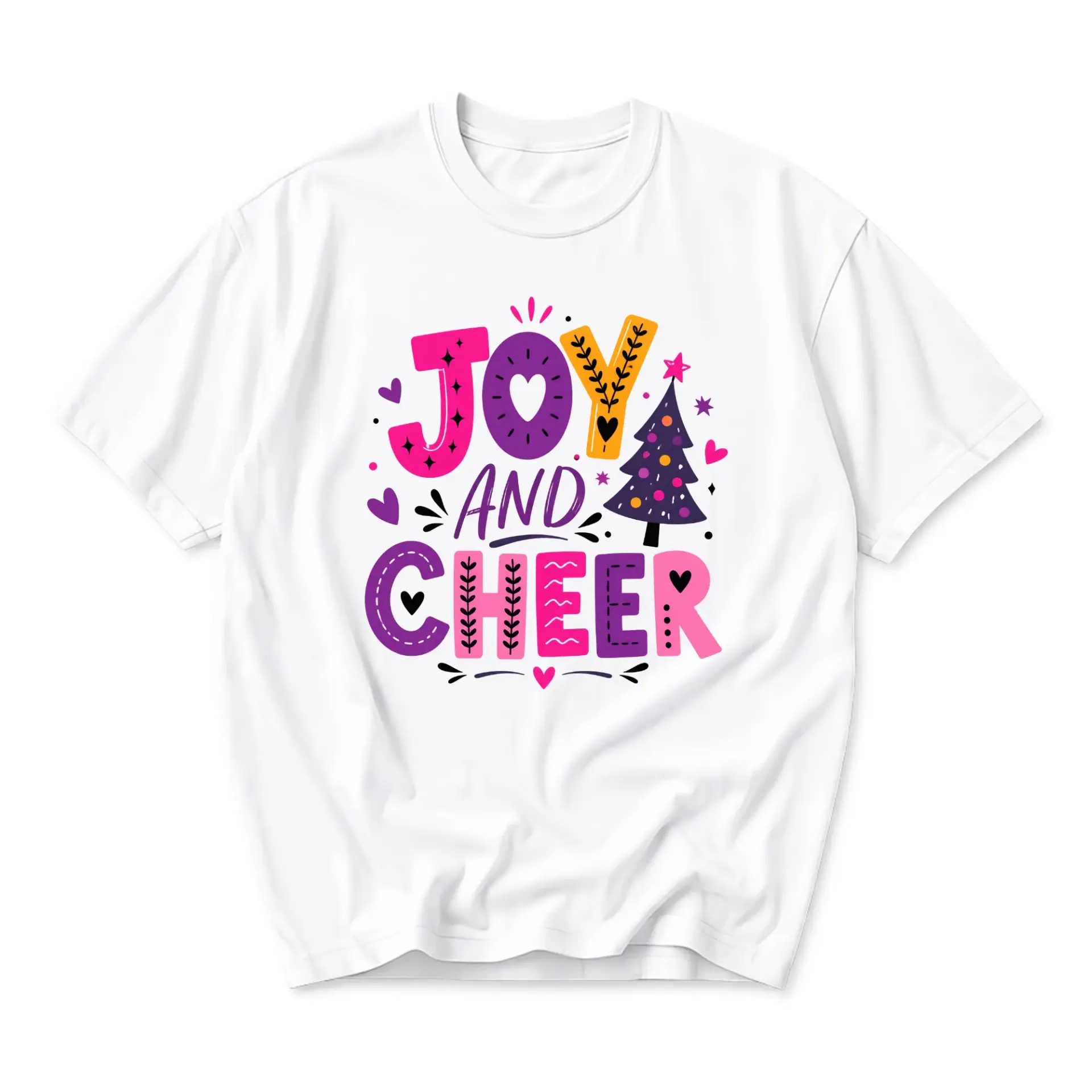 Graphic Tee Joy and Cheer Holiday Shirt Seasonal Festive Casual Unisex Top for Everyday Wear and Celebration Outfits