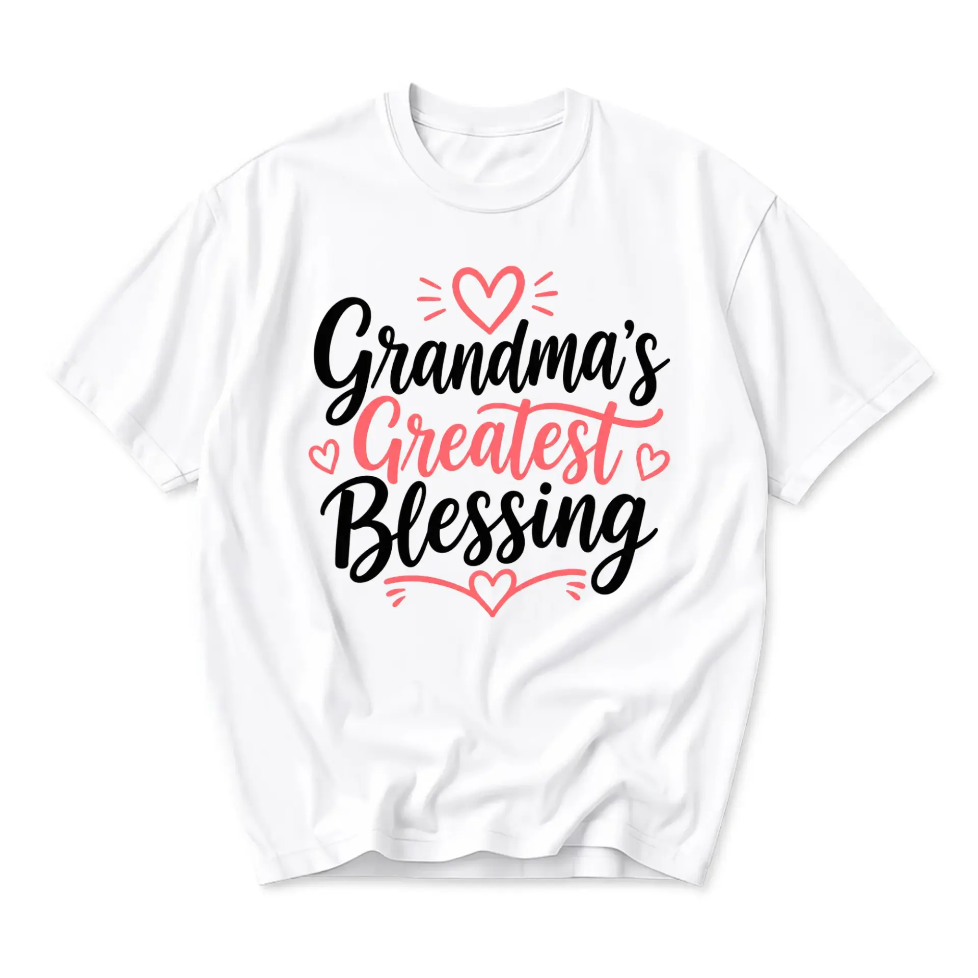 Graphic Tee Grandma's Greatest Blessing Inspirational Quote Shirt for Family Lovers Casual Unisex Short Sleeve Top