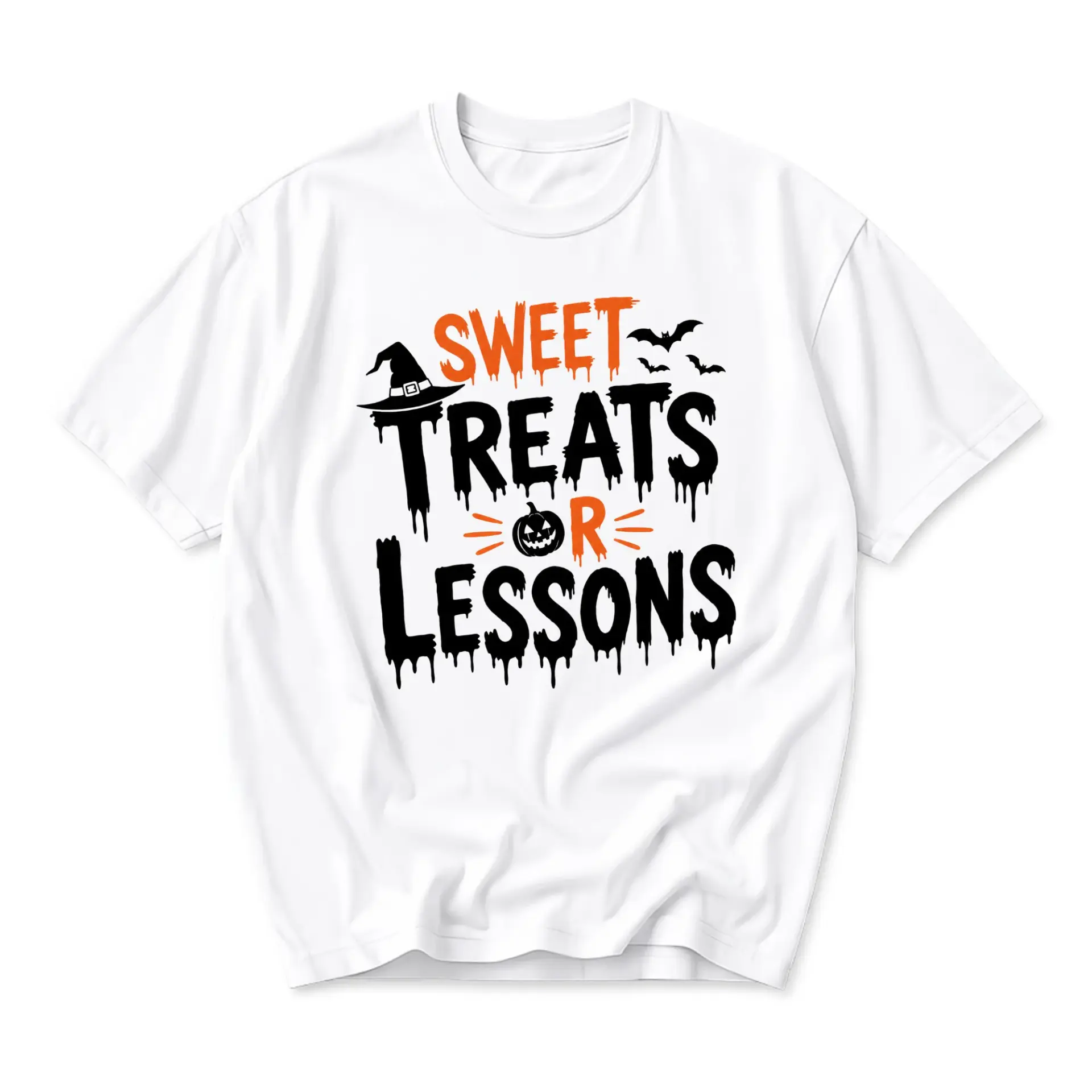 Funny Shirt Sweet Treats or Lessons Graphic Tee Unisex Casual Apparel for Autumn Holiday Celebrations and Everyday Wear