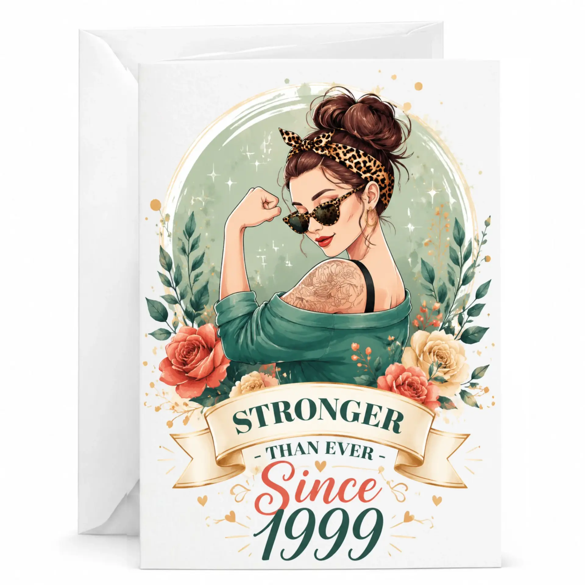 Greeting Card Stronger Than Ever Since 1999 Birthday Card Motivational Illustration Design for Friends and Family