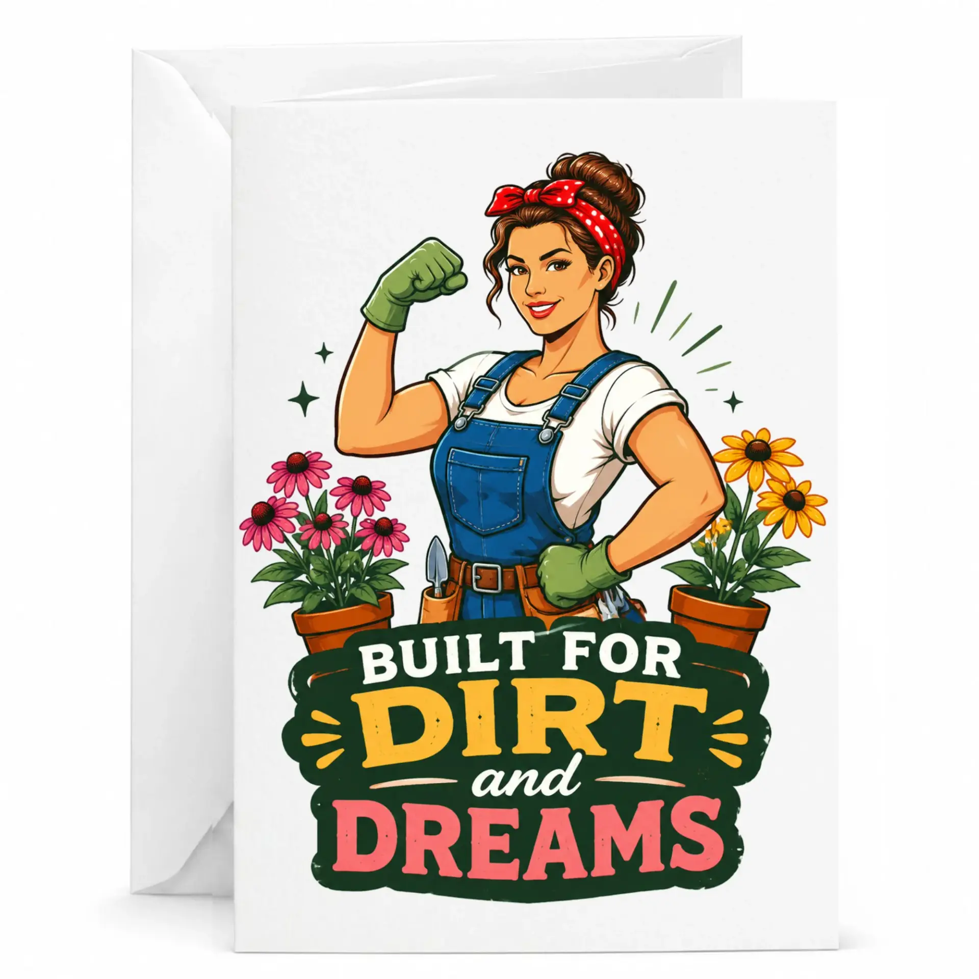 Funny Gardener Greeting Card for and Dreams Illustration Plant Enthusiasts Green Thumb Lovers