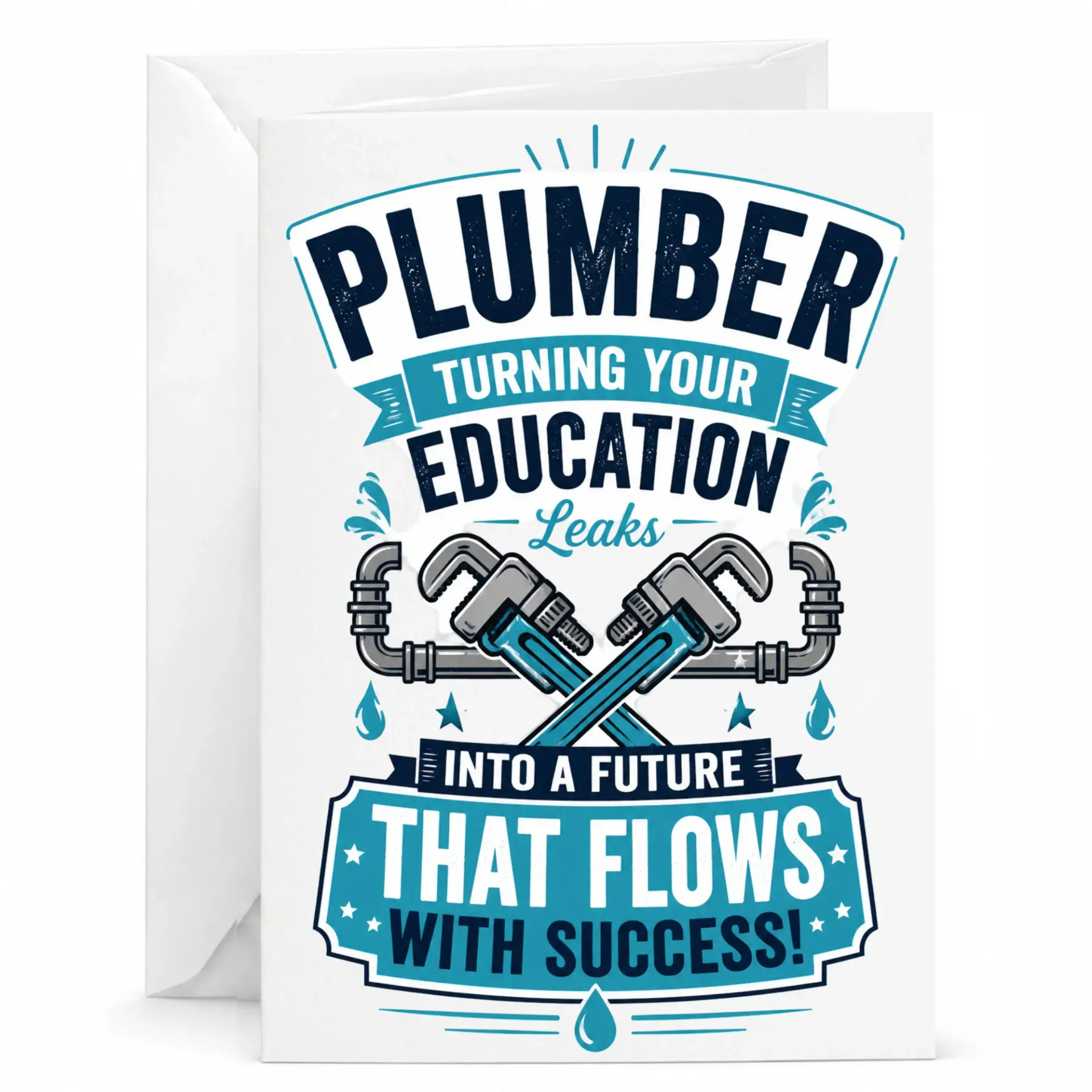 Funny Plumber Greeting Card for Trade School Graduation Encouragement and Congratulations New Plumbing Career
