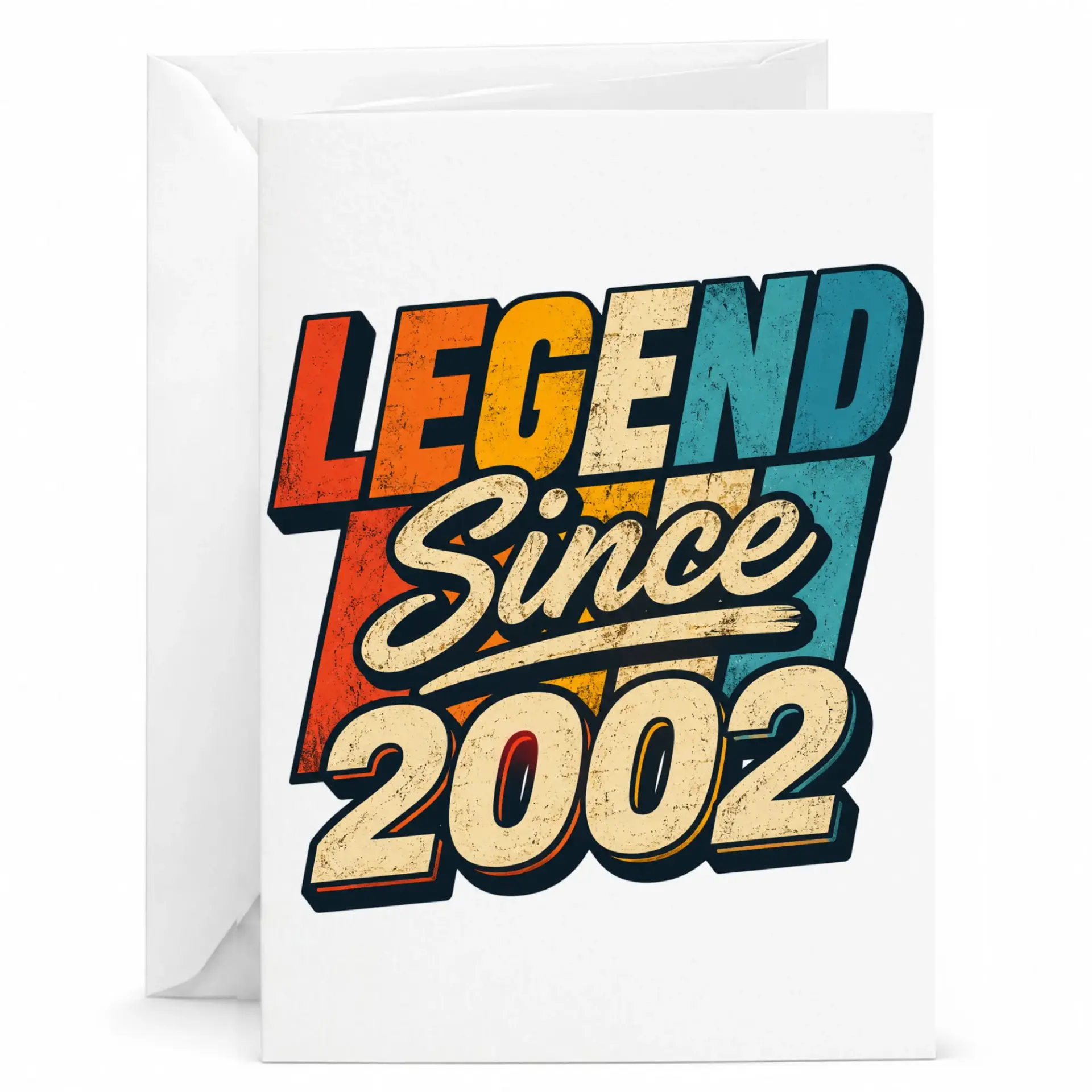 Birthday Card Legend Since 2002 Retro Vintage Style Greeting Card for Milestone Celebration 5x7 Folded Note