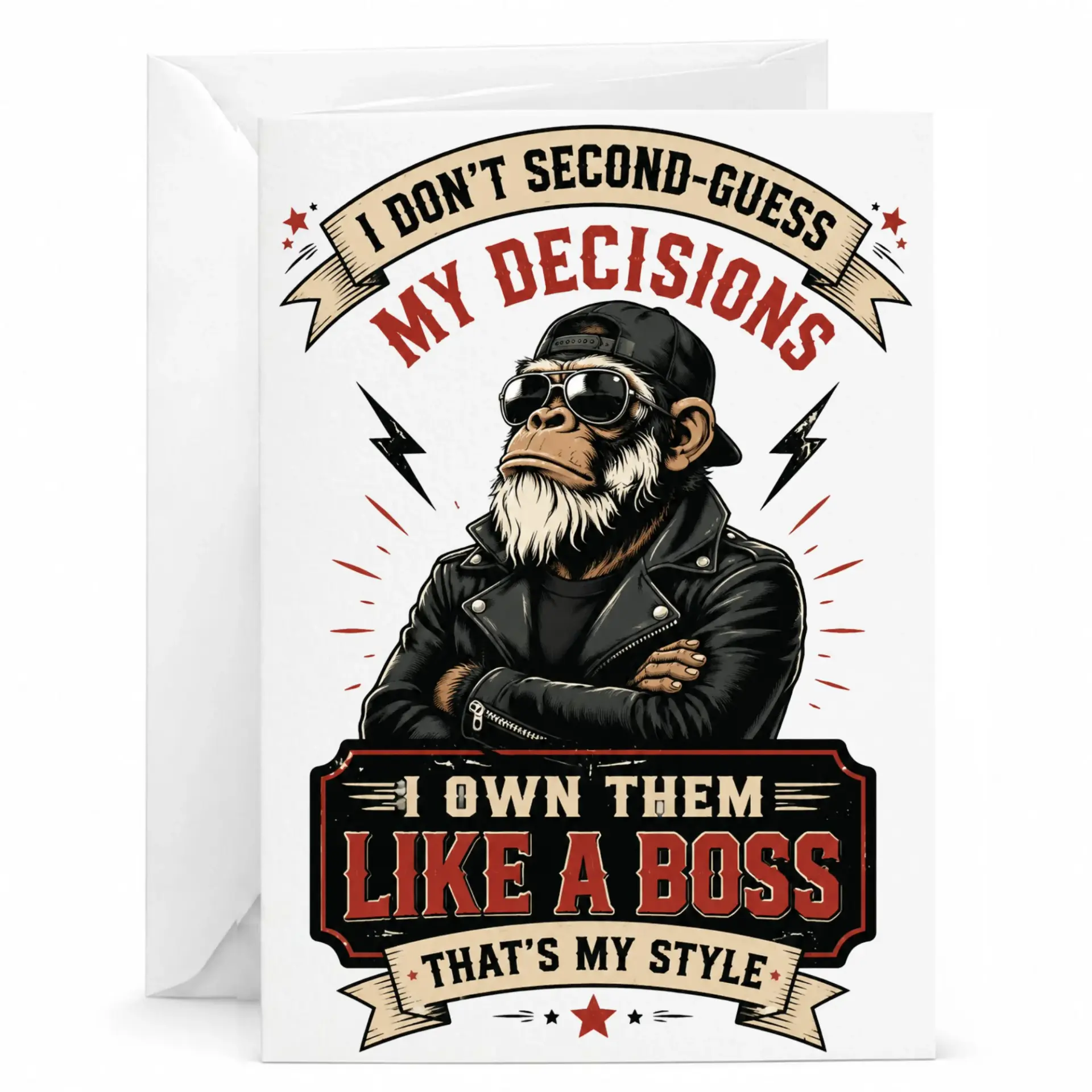 Funny Greeting Card Boss Attitude Design Heavyweight Stationery for Birthday Anniversary Encouragement