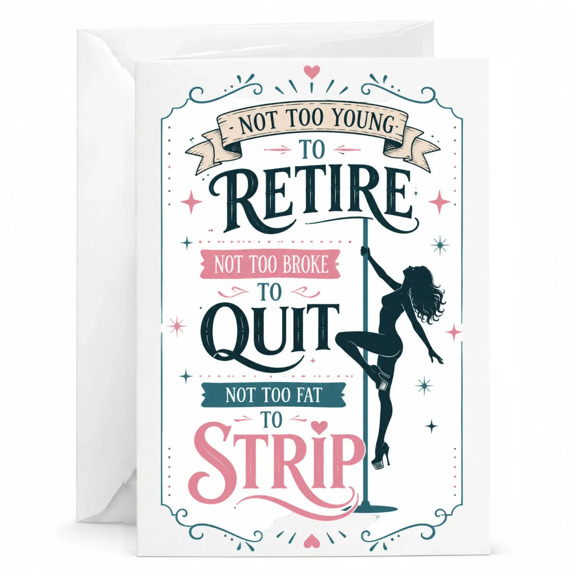 Funny Retirement Greeting Card for Coworker or Friend Humorous Sarcastic Leave Work Design 5x7 Folded Stationery