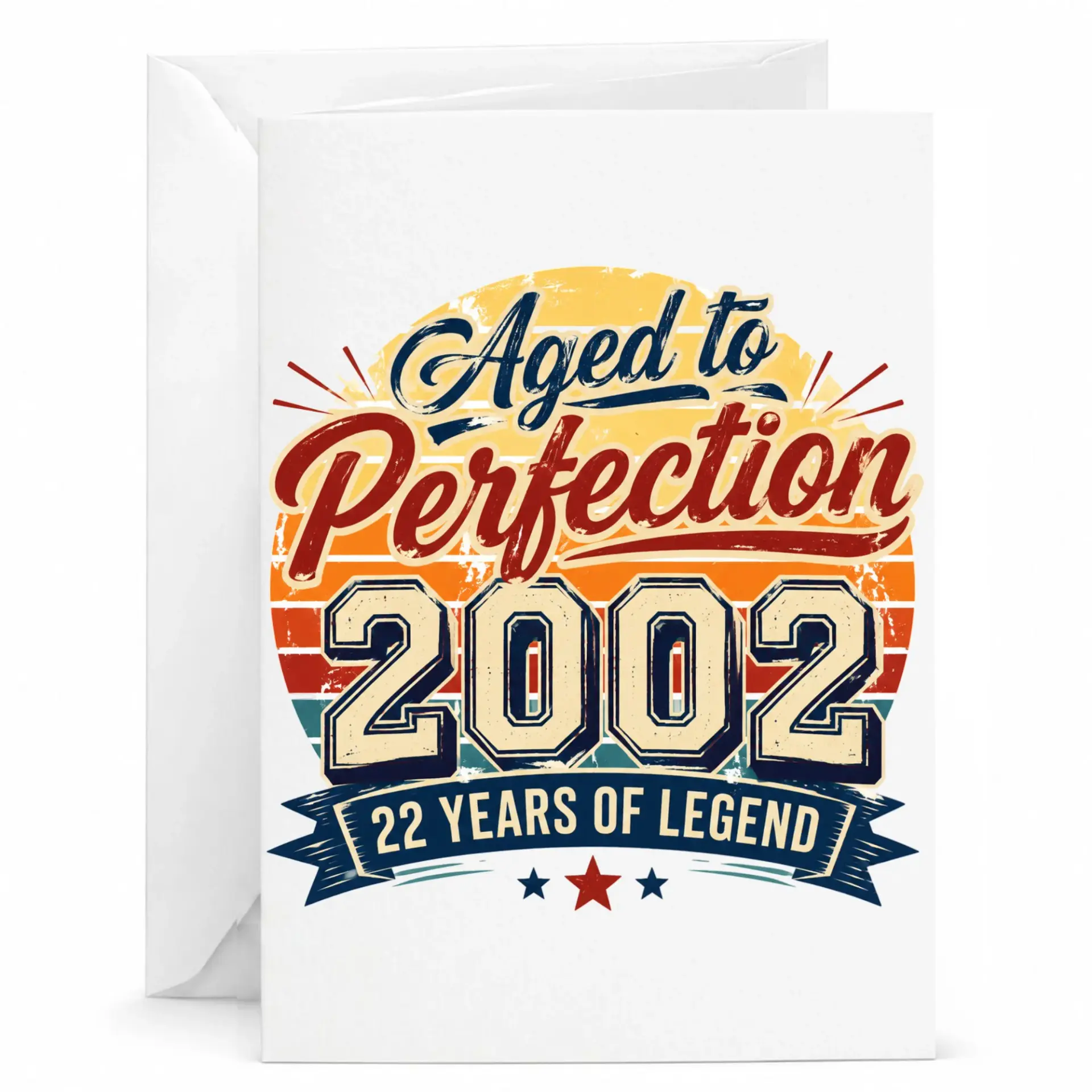 Birthday Card Aged to Perfection 2002 22 Years of Legend Vintage Retro Style Greeting Card for Milestone Celebration