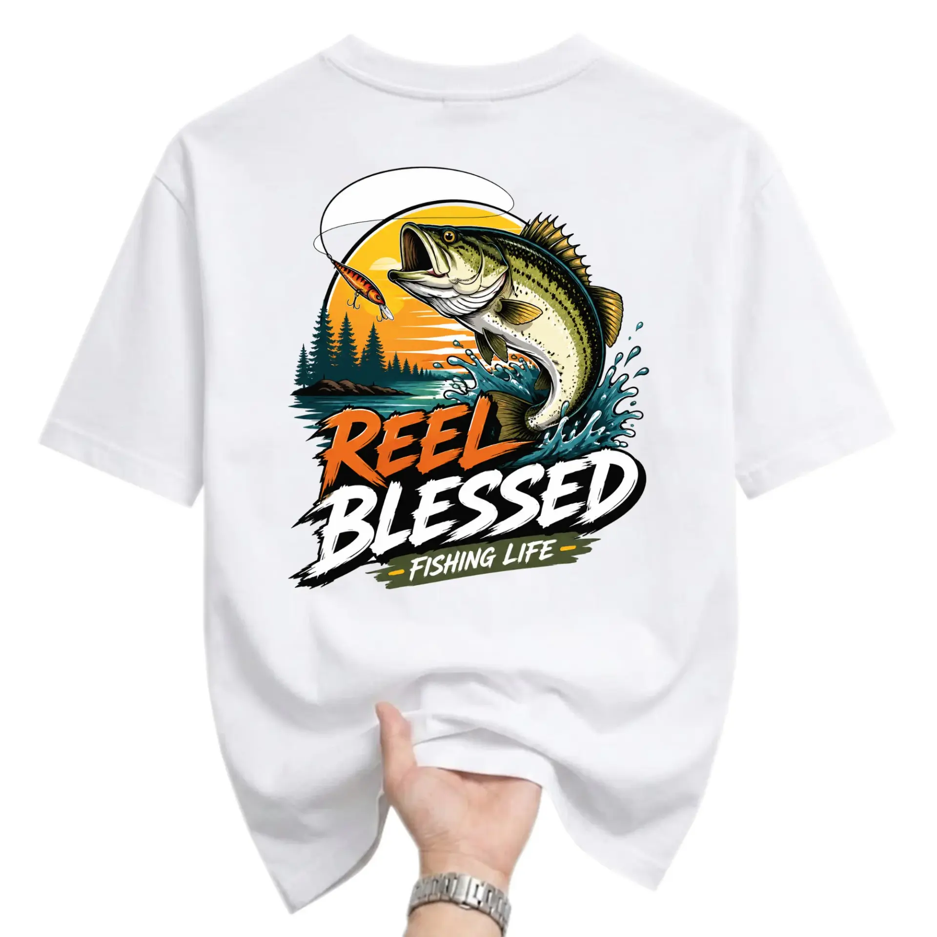 T-shirt Reel Blessed Graphic Tee Unisex Cotton Blend Casual Crew Neck Top
