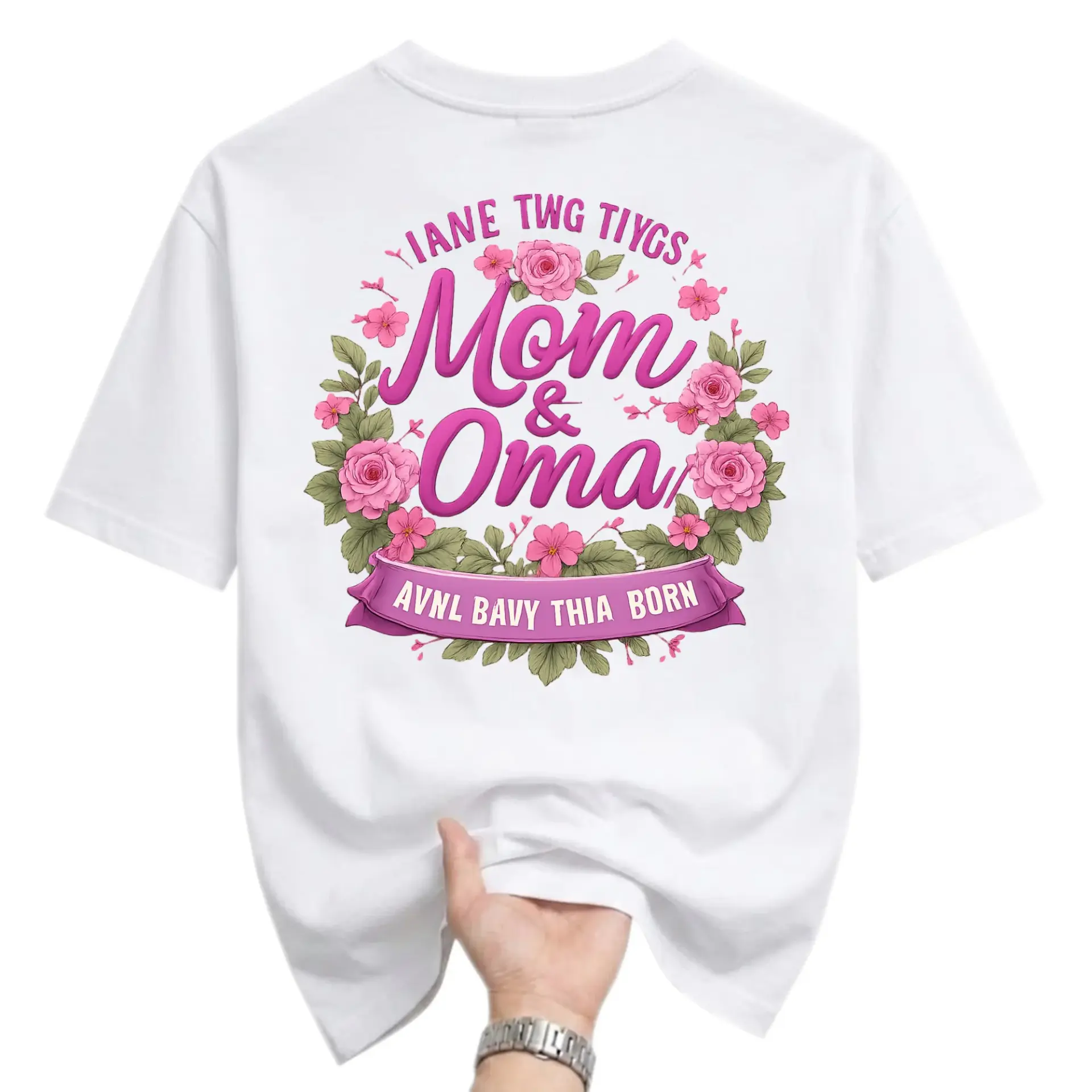 T-shirt Mom and Oma Floral Graphic Tee Casual Crew Neck Unisex Cotton Blend Everyday Apparel for Women Grandmothers