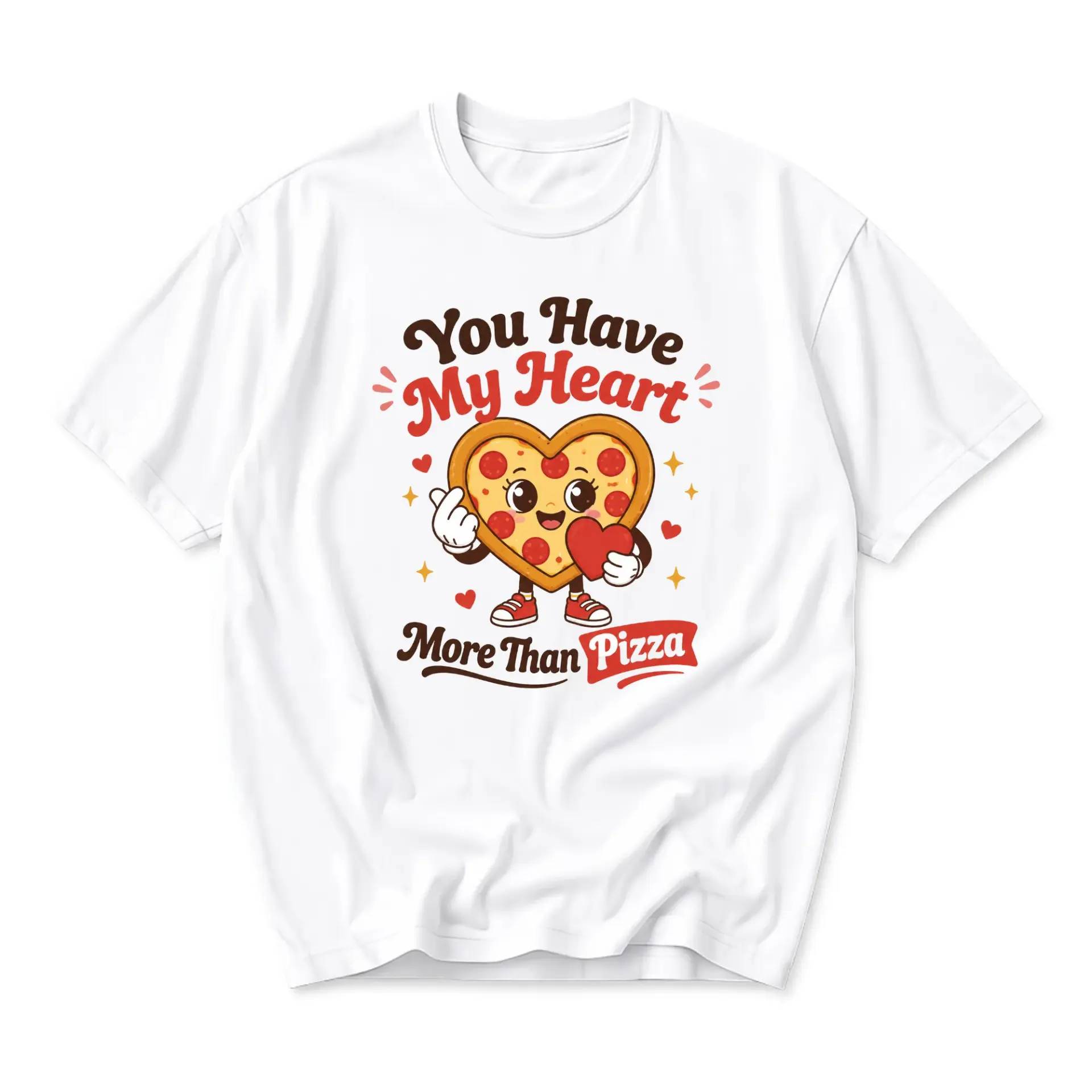 Graphic Tee You Have My Heart More Than Pizza Funny Food Lover Unisex Crew Neck Casual Everyday Short Sleeve T-Shirt