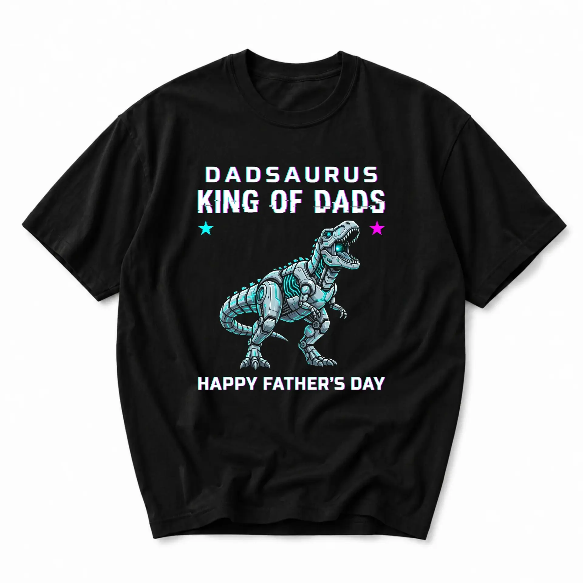 Funny Shirt Dadsaurus King of Dads Graphic Tee Unisex Crew Neck Apparel for Men Comfortable Casual Cotton Top