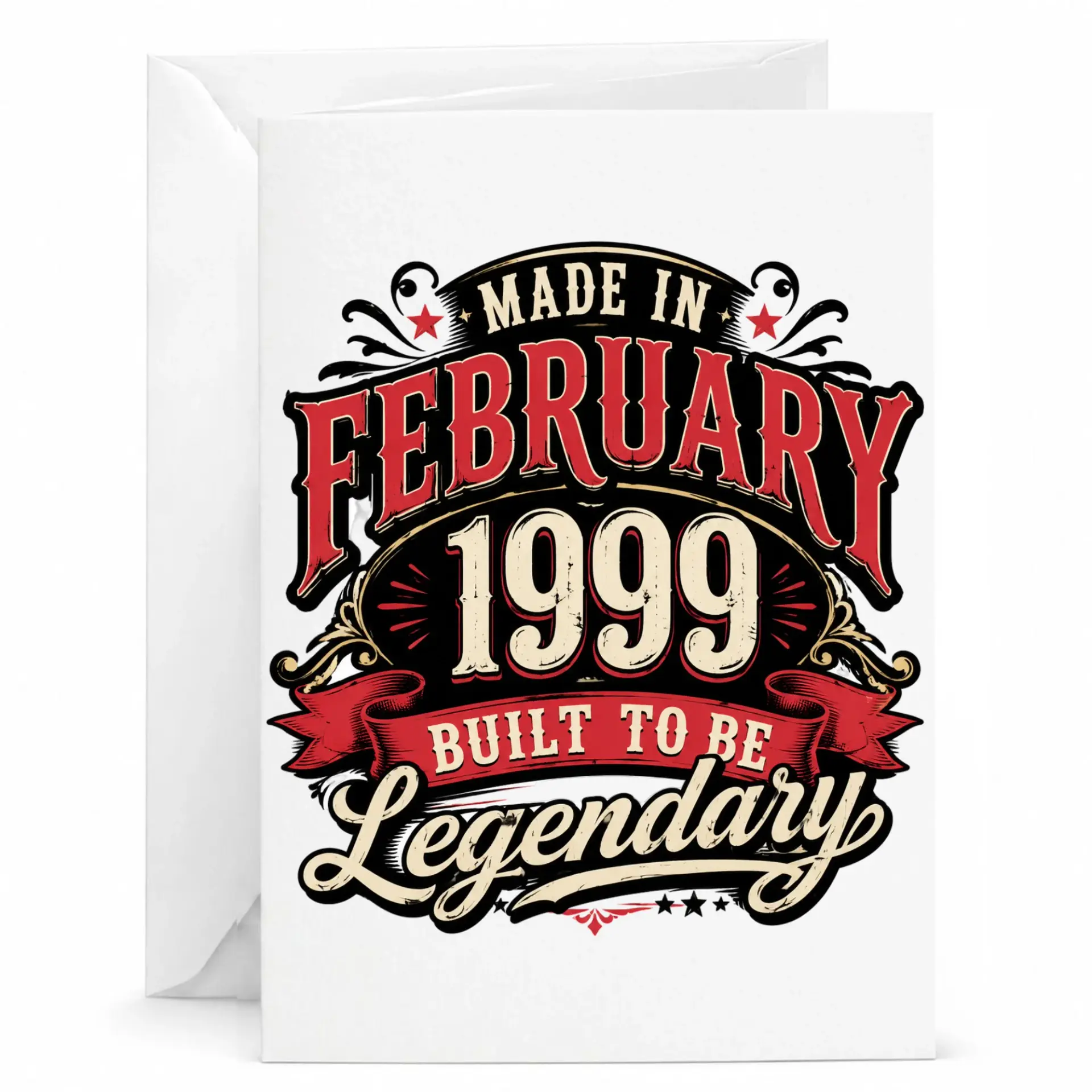 Birthday Card Made in February 1999 Built to Be Legendary Vintage Style Greeting Card for Milestone Celebrations